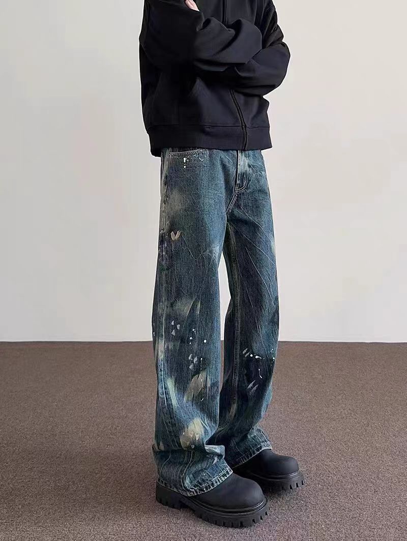 Japanese Brand × Jean Washed vintage airbrushed straight leg jeans Size US 30 / EU 46 - 1 Thumbnail