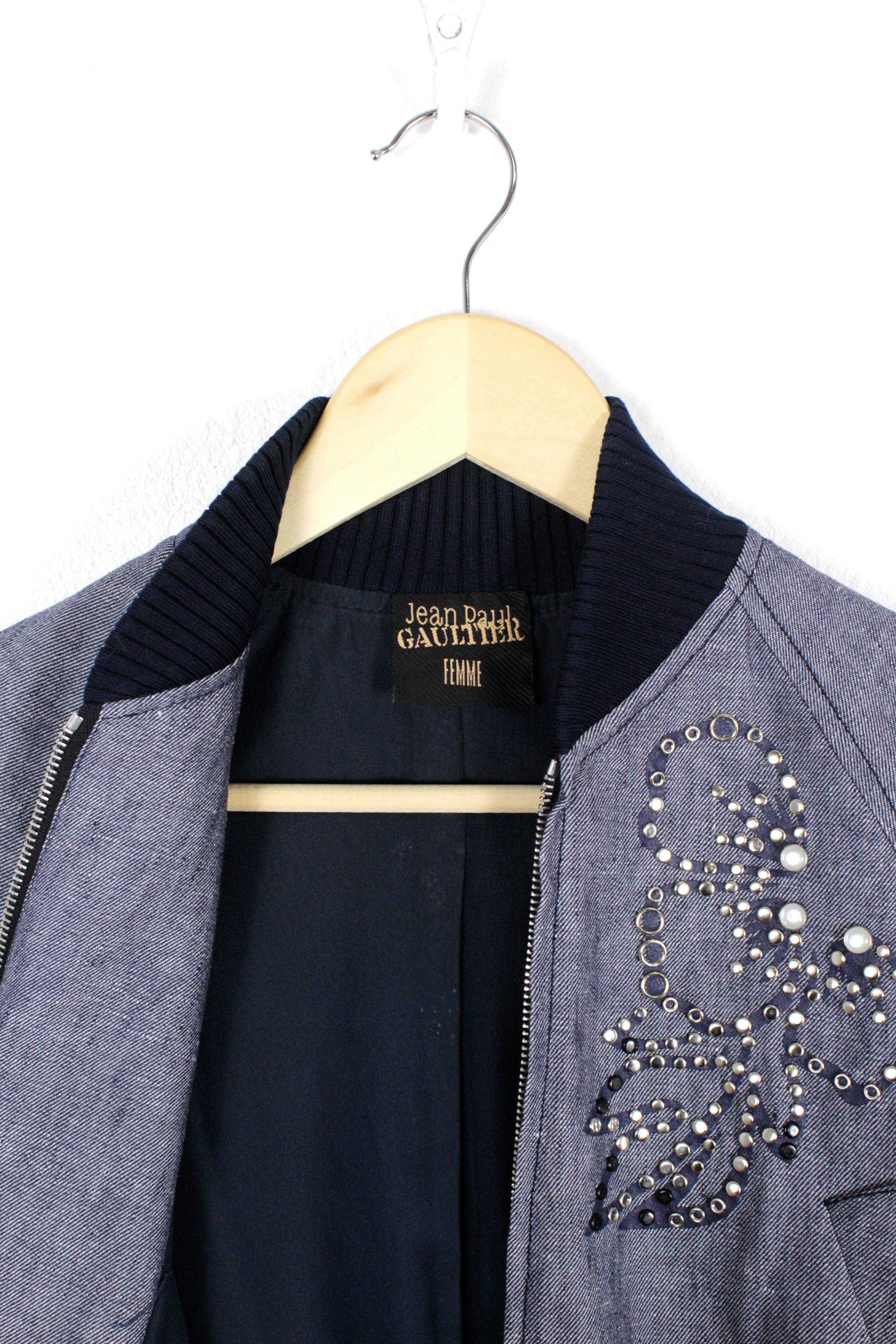 Jean Paul Gaultier Jean Paul Gaultier Embellished Metal Applique Bomber Jacket Size S / US 4 / IT 40 - 8 Thumbnail