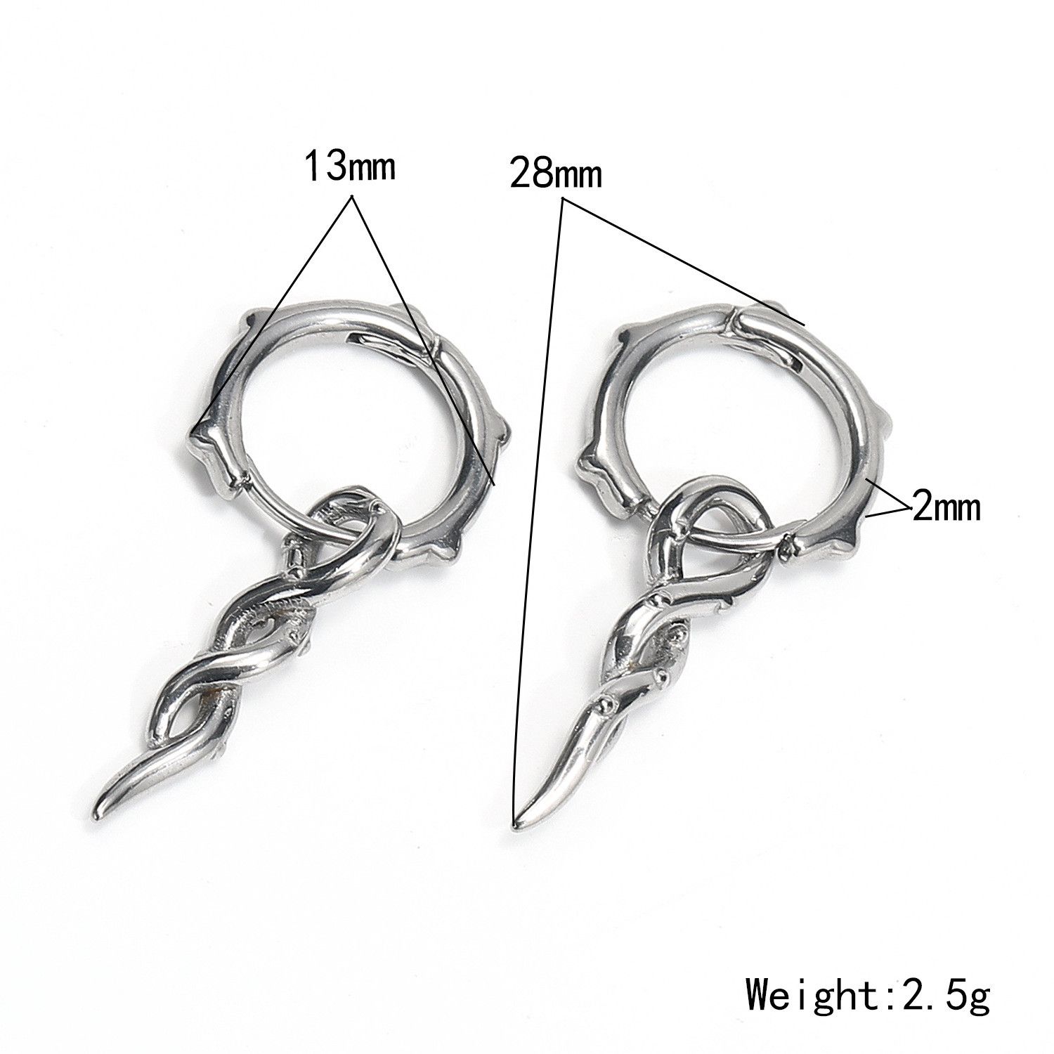 Jewelry Vintage Earrings One Pairs Chrome Jewelry Size ONE SIZE - 2 Thumbnail