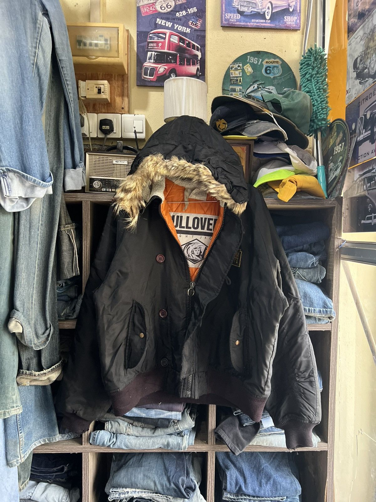 Other 🔥Vintage Pulloveria Flight Jacket With Hoodie Size US L / EU 52-54 / 3 - 1 Thumbnail