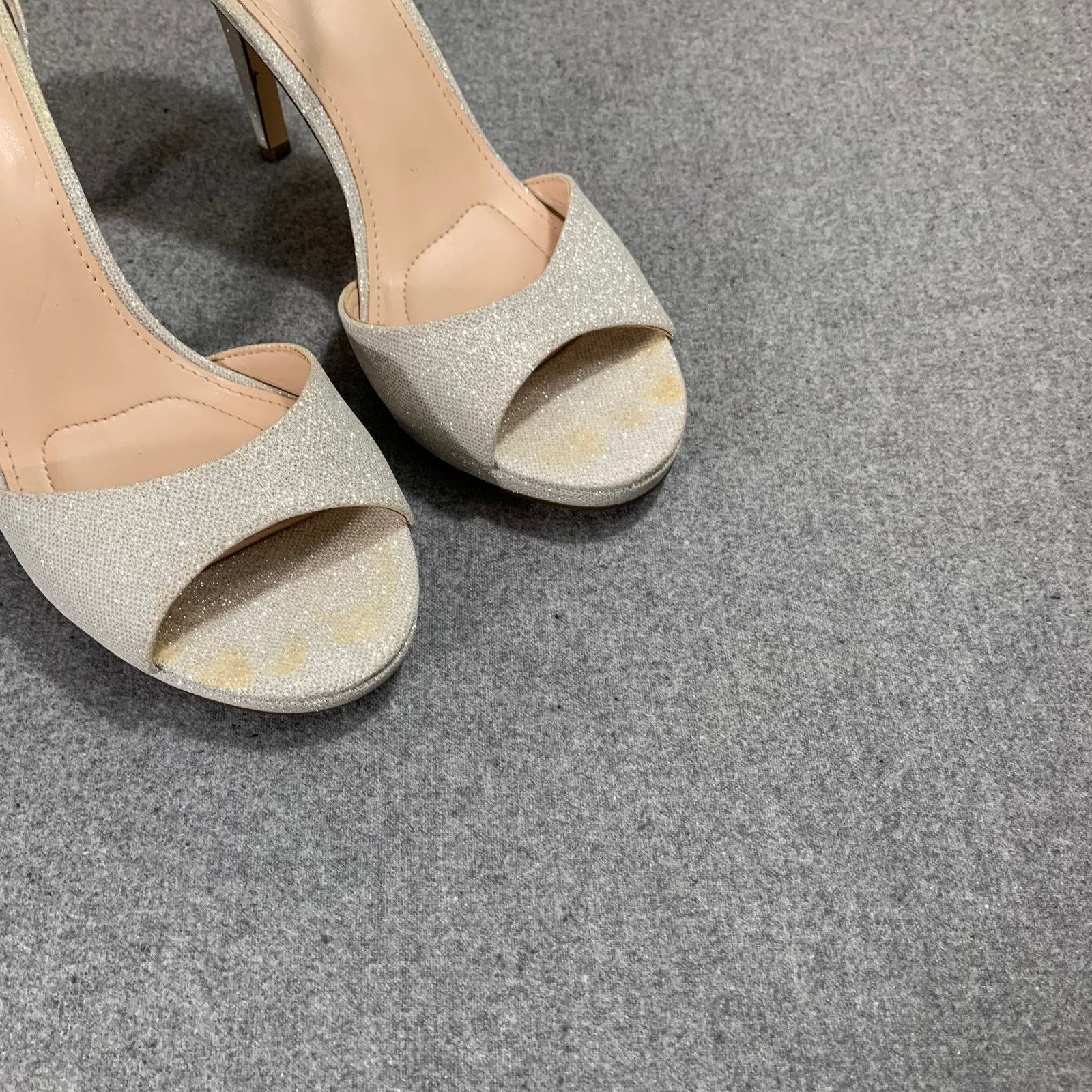Other Women Heel Ankle Strap Size 8.5 Silver Sparkle Back Zip Size US 8.5 / IT 38.5 - 5 Thumbnail