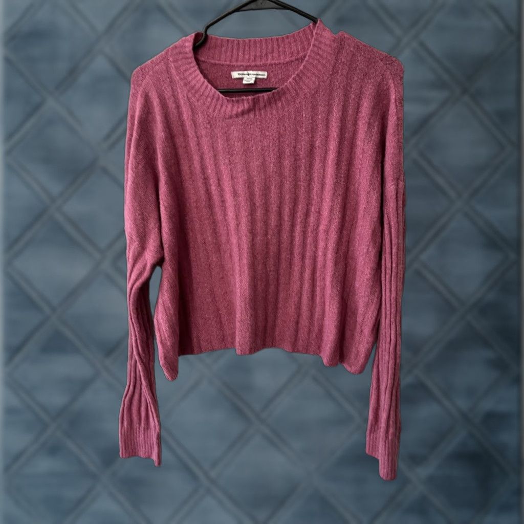American Eagle Outfitters American Eagle Outfitters Sweater Women S Pink Acrylic Blend Long Sleeve Crew Neck Casual Knit Womens Size S / US 4 / IT 40 - 1 Thumbnail