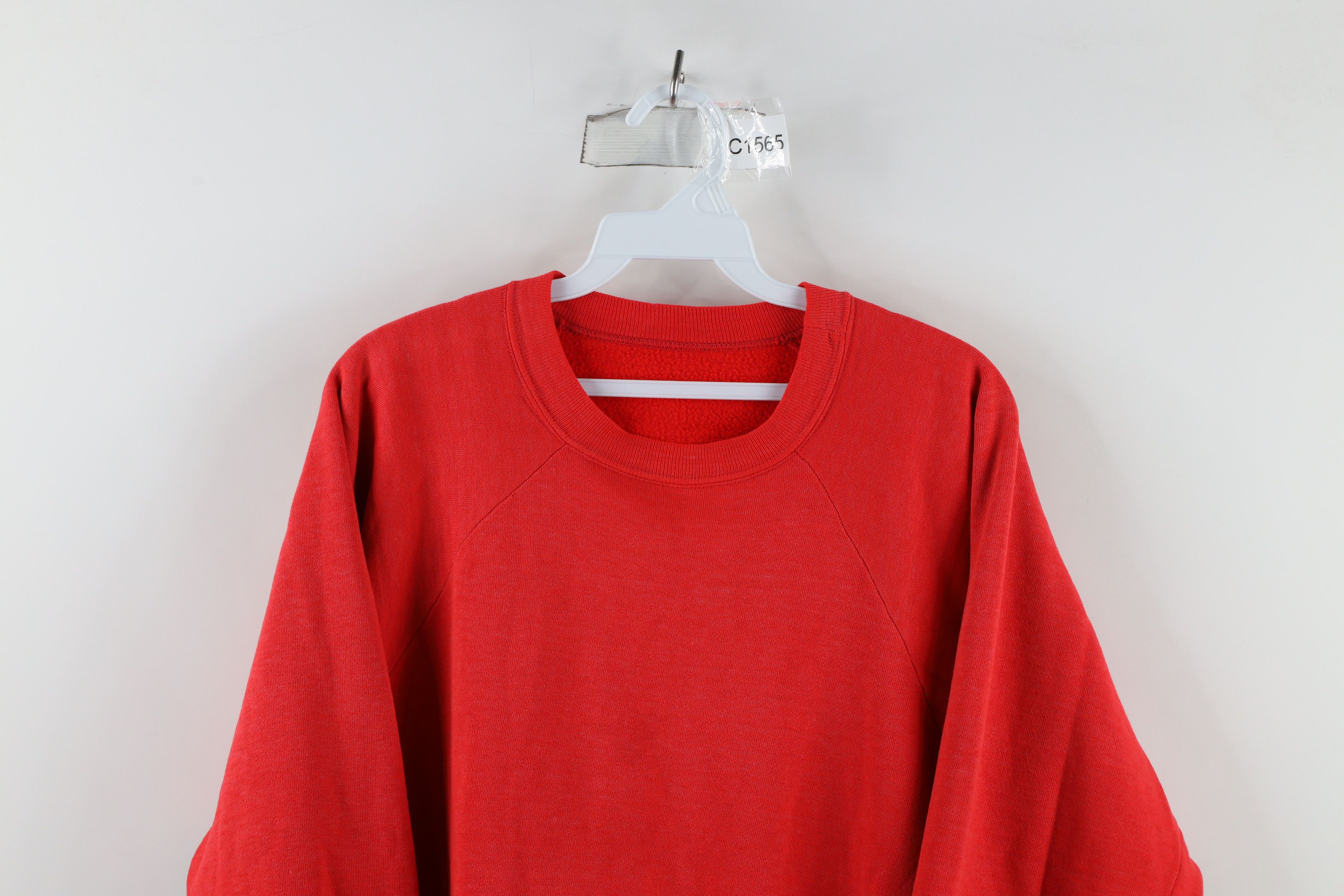 Vintage Vintage 70s Streetwear Raglan Crewneck Sweatshirt Red USA Size XL / US 12-14 / IT 48-50 - 2 Thumbnail