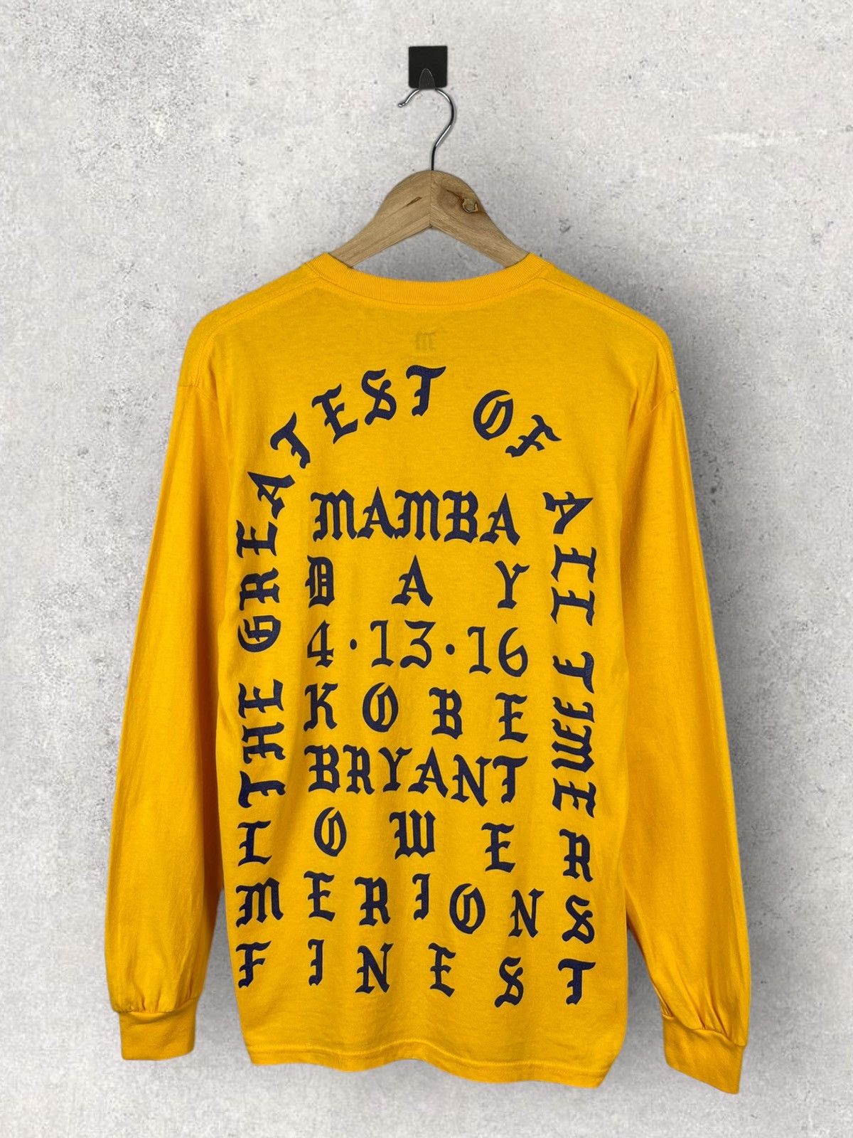 image of Kanye West Mamba Long Sleeve Tee I Feel Like Kobe in Yellow, Men's (Size Medium)