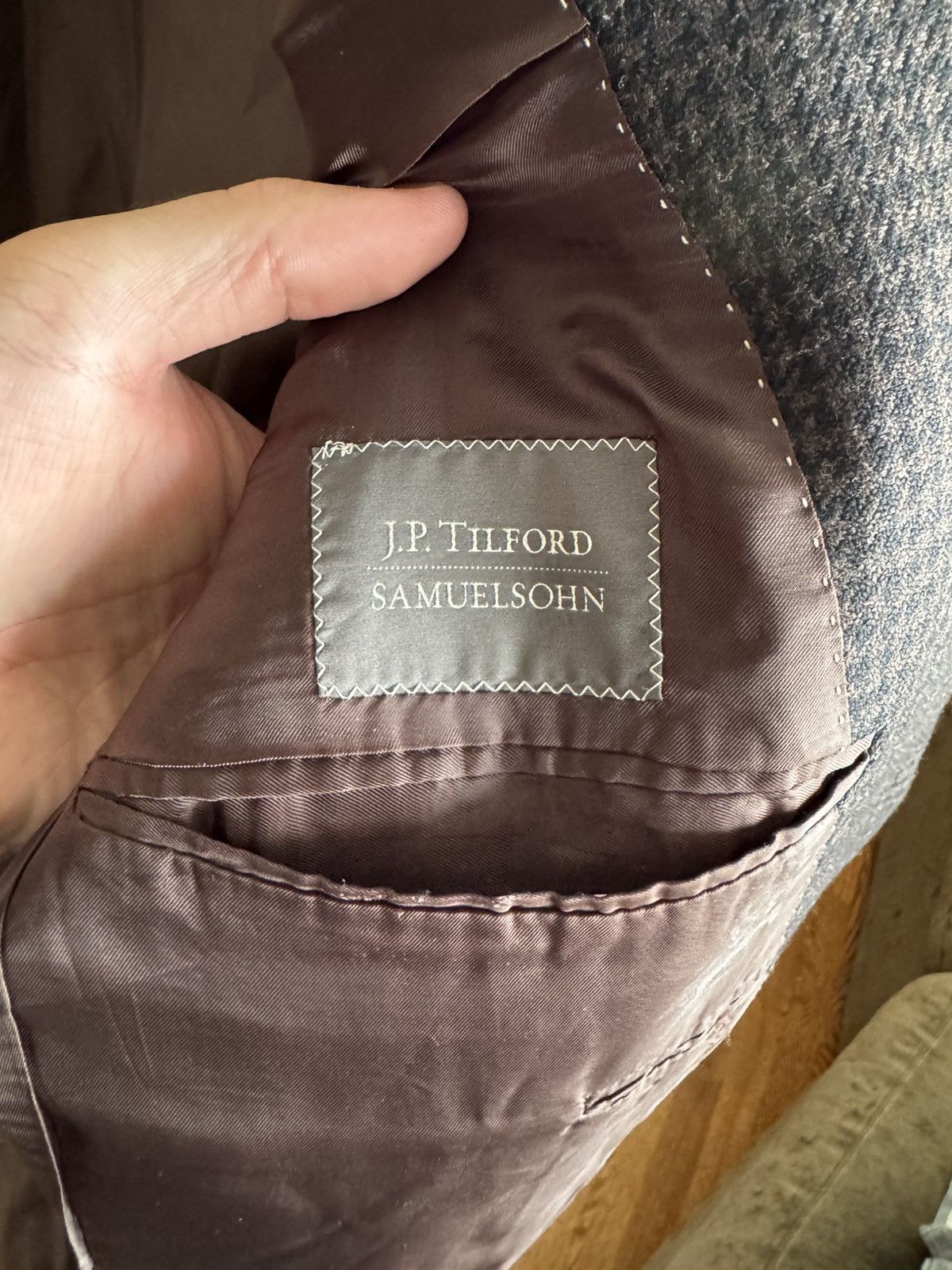 Samuelsohn Brown Houndstooth Wool Sport Coat Size 40R - 4 Thumbnail