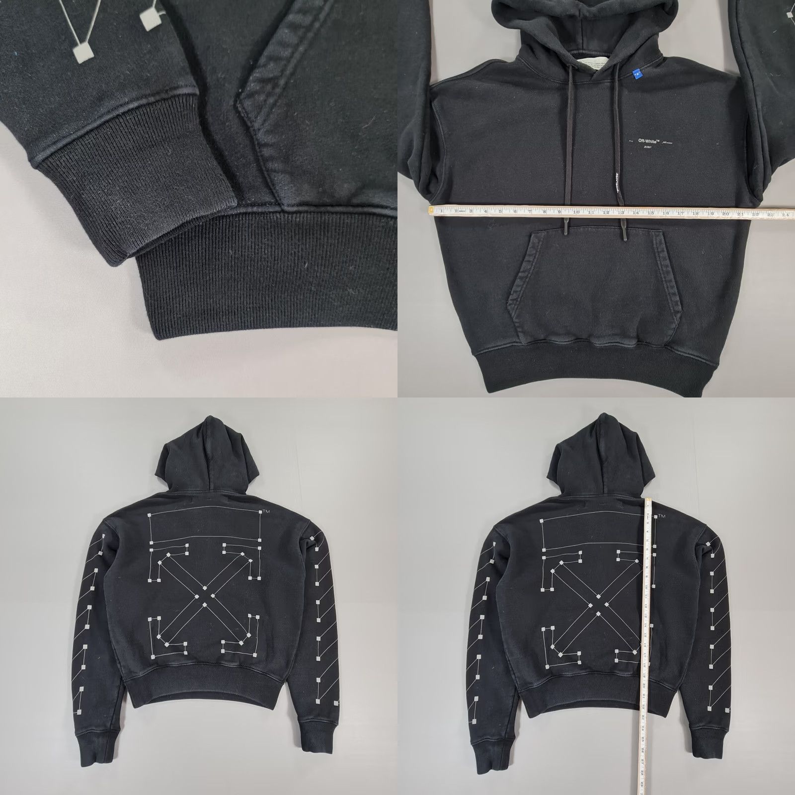 Off-White Off-White Hoodie Black XXS Diag Backbone Cotton Pullover Logo Front Kangaroo Pocket Regular Fit Mens Shirts Size US XXS / EU 40 - 8 Thumbnail
