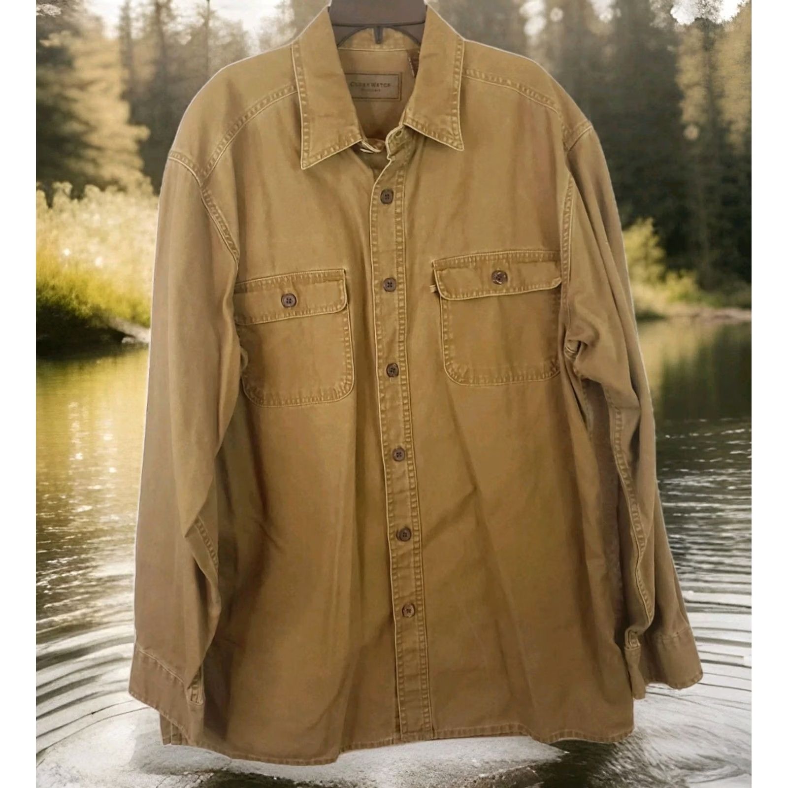 Vintage Clearwater Outfitters Shirt Men's Tan Brown Canvas Long Sleeve Rugged Outdoors Shirt Size US L / EU 52-54 / 3 - 2 Thumbnail