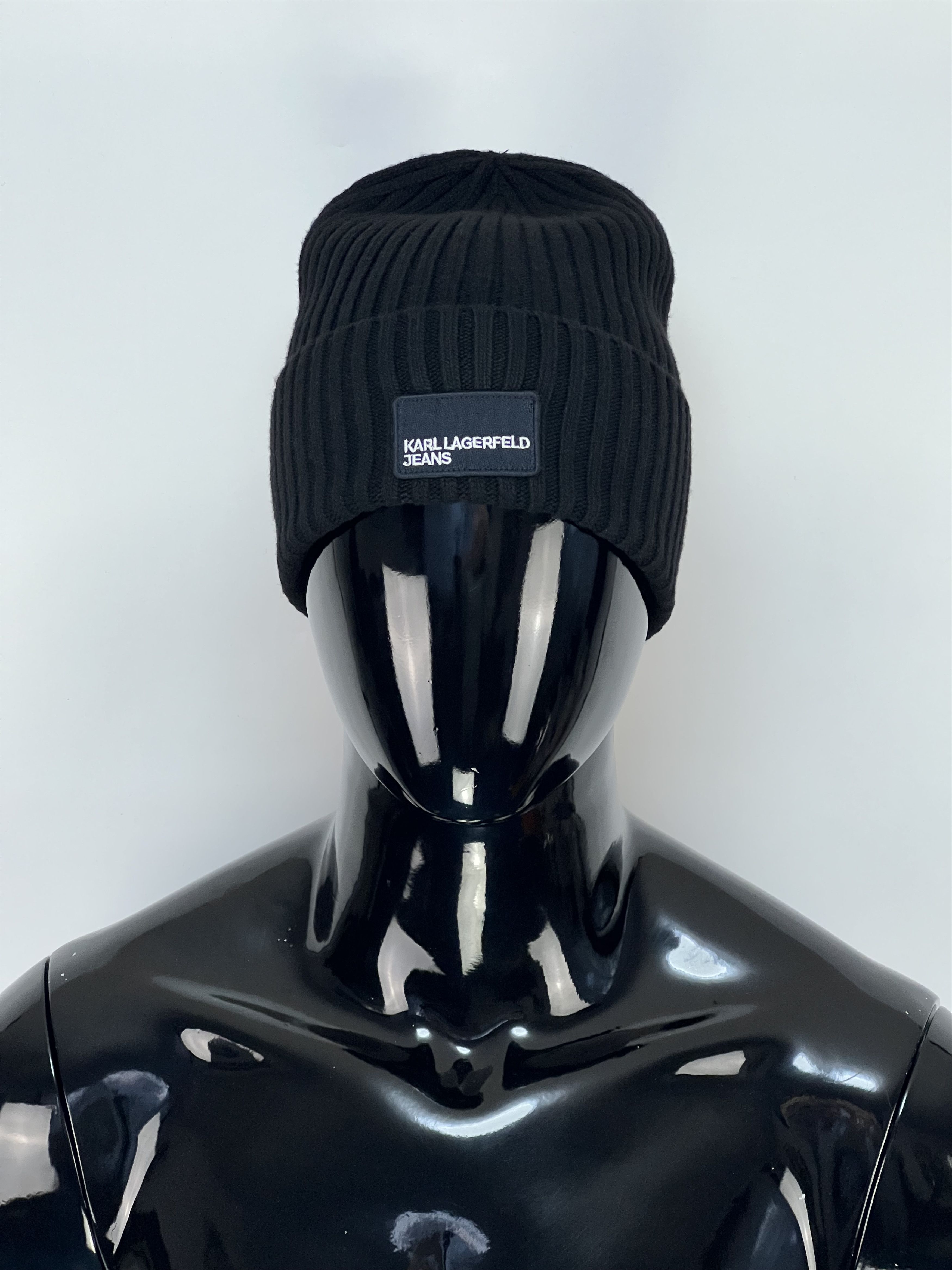 Karl Lagerfeld Karl Lagerfeld Wool Cashmere Ribbed Beanie Hat Logo Size ONE SIZE - 1 Thumbnail
