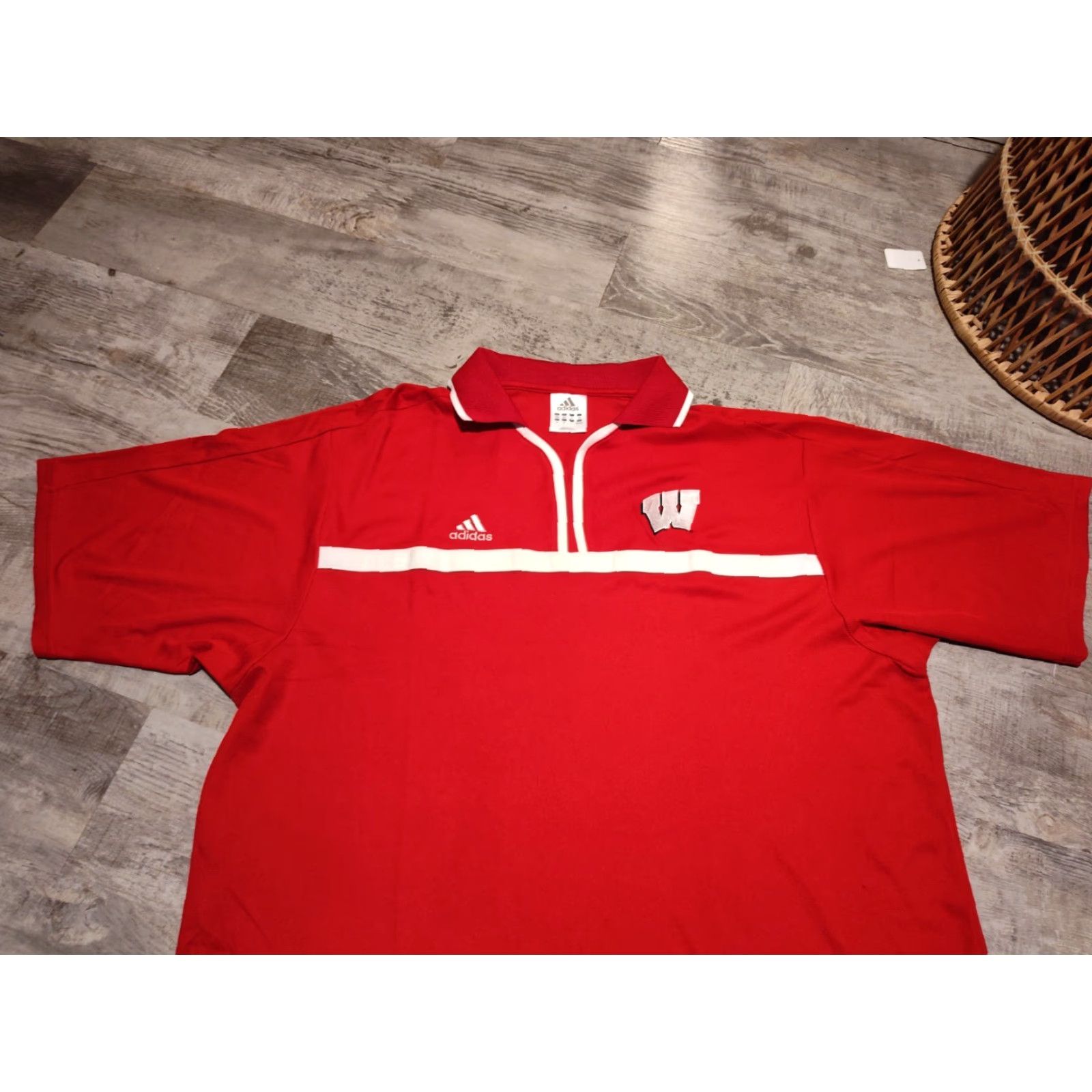 Adidas Vtg Adidas Climalite Wisconsin Badgers Soccer Shirt Made In USA 2XL Red White Size US XXL / EU 58 / 5 - 5 Thumbnail