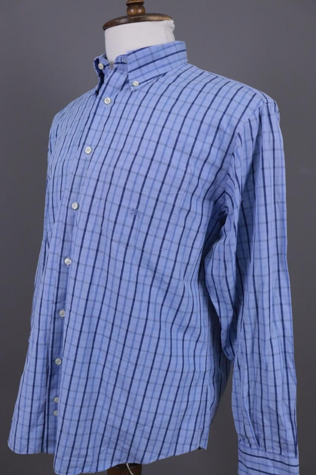 Designer Burberry London Blue Check Button Down Shirt Size L Size US L / EU 52-54 / 3 - 6 Thumbnail