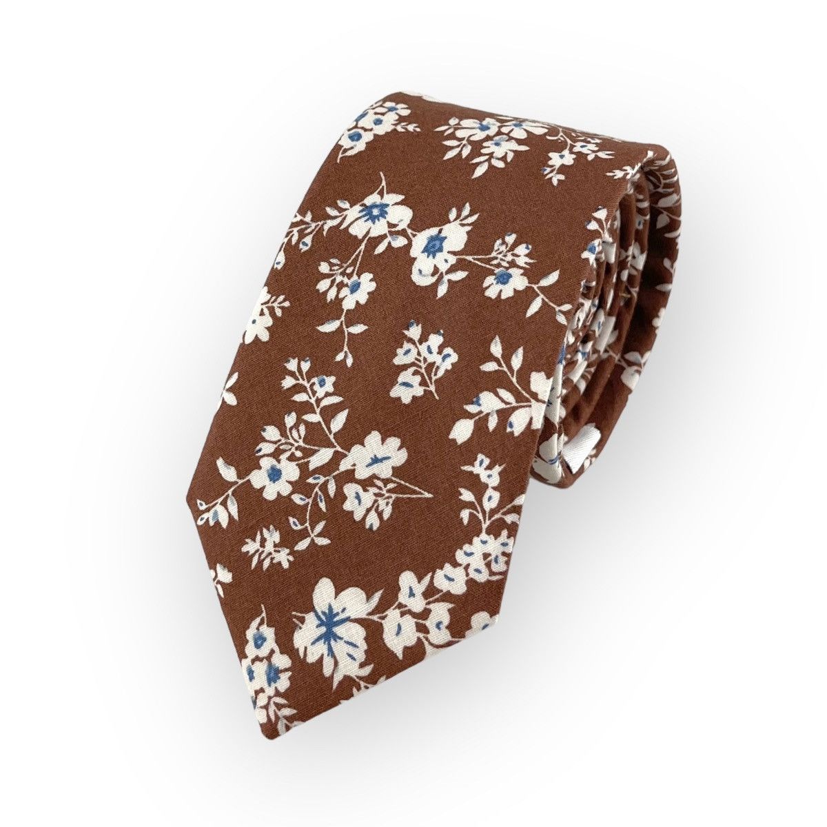Other Men's Russet Brown Floral Print Necktie, Slim 2.5” Width Size ONE SIZE - 1 Thumbnail