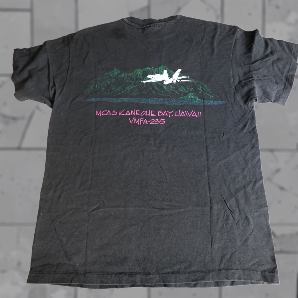 Vintage Death Angels Shirt Medium Black Double Sided VMFA-235 Hawaii Shirt Men M Black Cotton Jersey Graphic Print 90s Vintage? Size US M / EU 48-50 / 2 - 1 Thumbnail