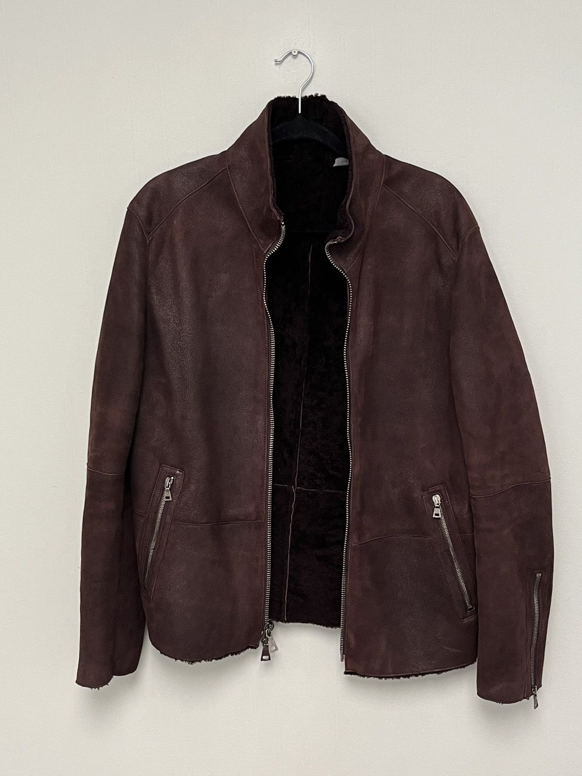 John Varvatos Shearling Moto Backzip jacket. Size EU48 USA38. Size US M / EU 48-50 / 2 - 2 Thumbnail