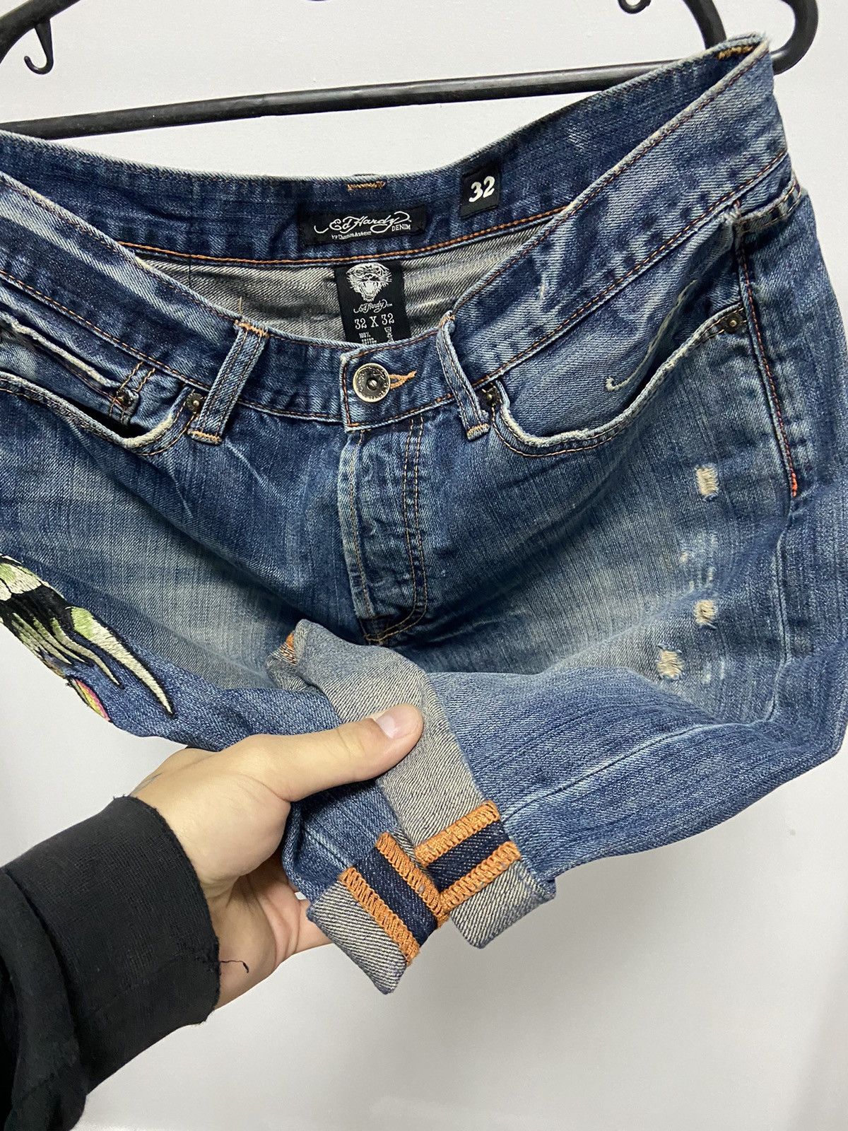 Ed Hardy × Vintage Ed Hardy shorts Vintage Denim sk8 pocket skull eagle Logo Size US 32 / EU 48 - 5 Thumbnail