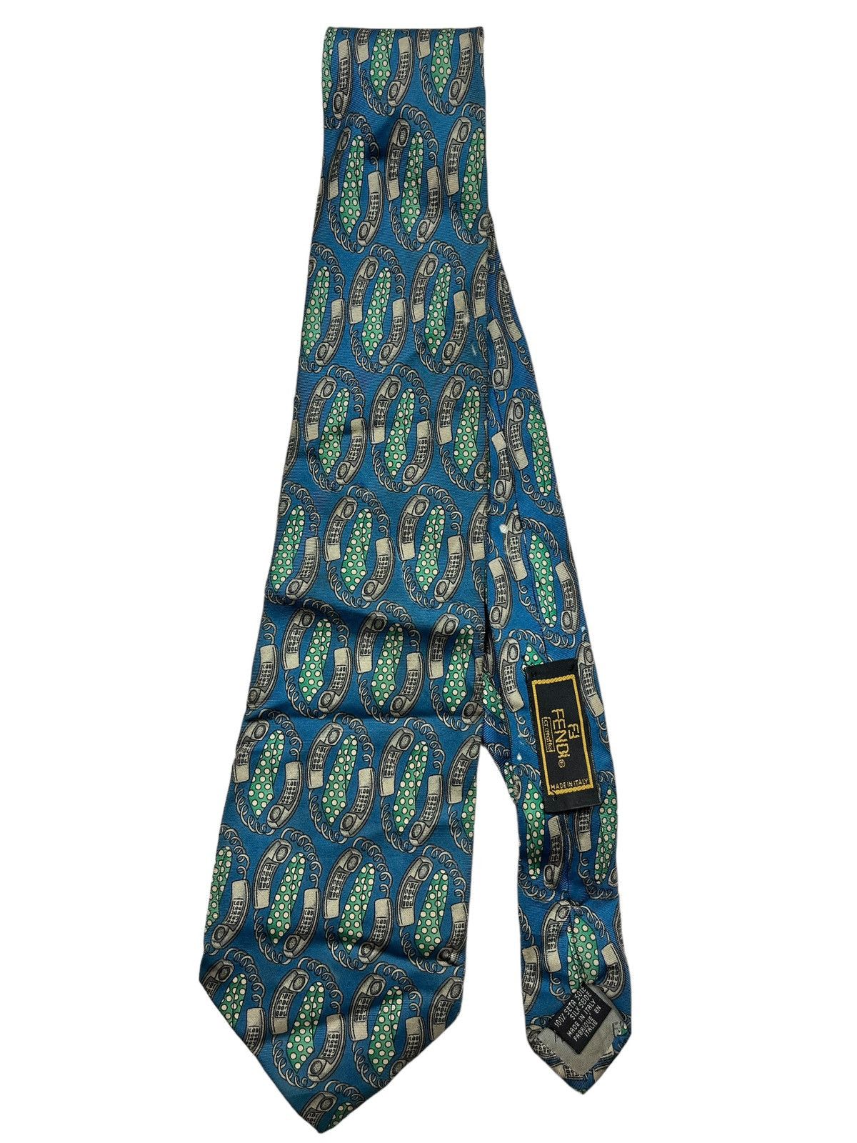 Fendi Rare!! Vintage Fendi Telephone Retro Motif Tie 100% Silk Size ONE SIZE - 1 Thumbnail