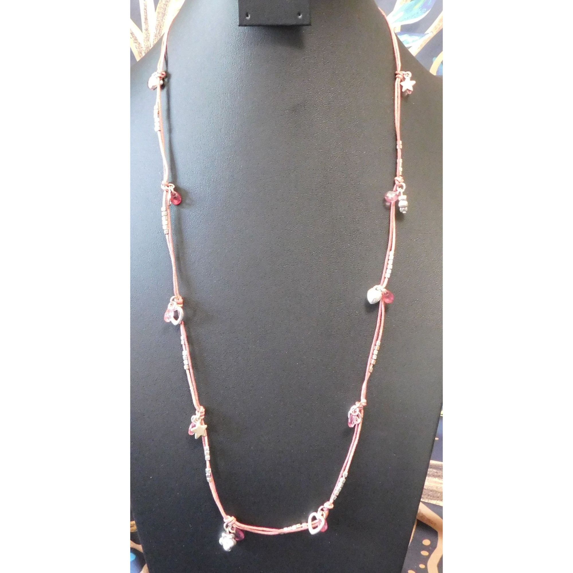 Aeropostale Aeropostale Preppy Pink And Silver Tone Charm Necklace Size ONE SIZE - 3 Thumbnail
