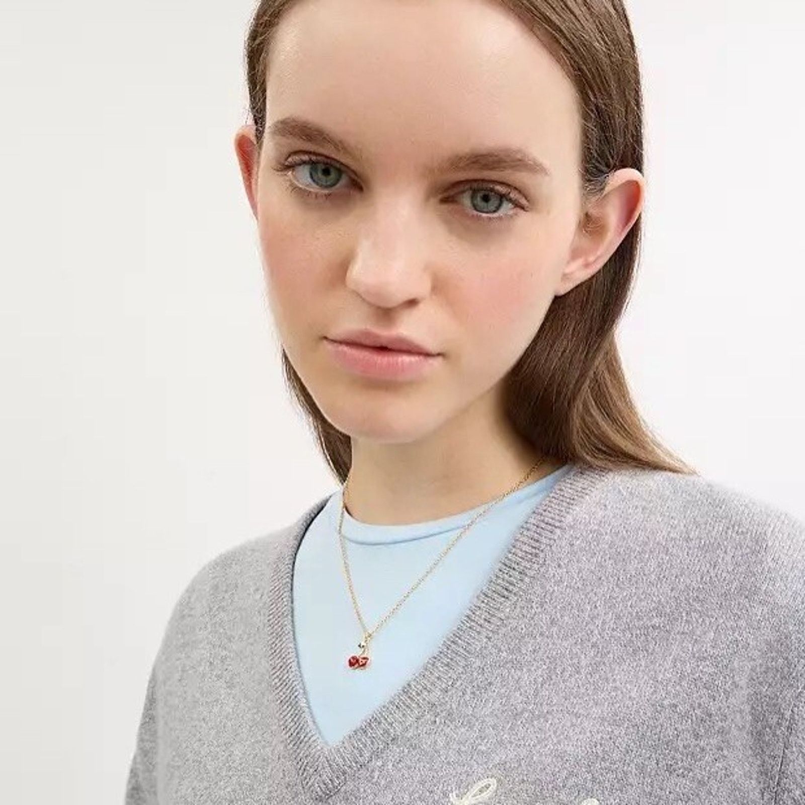 Coach NEW Coach Cherry Charm Pendant Necklace Gold/Red CAA18 Size ONE SIZE - 7 Thumbnail