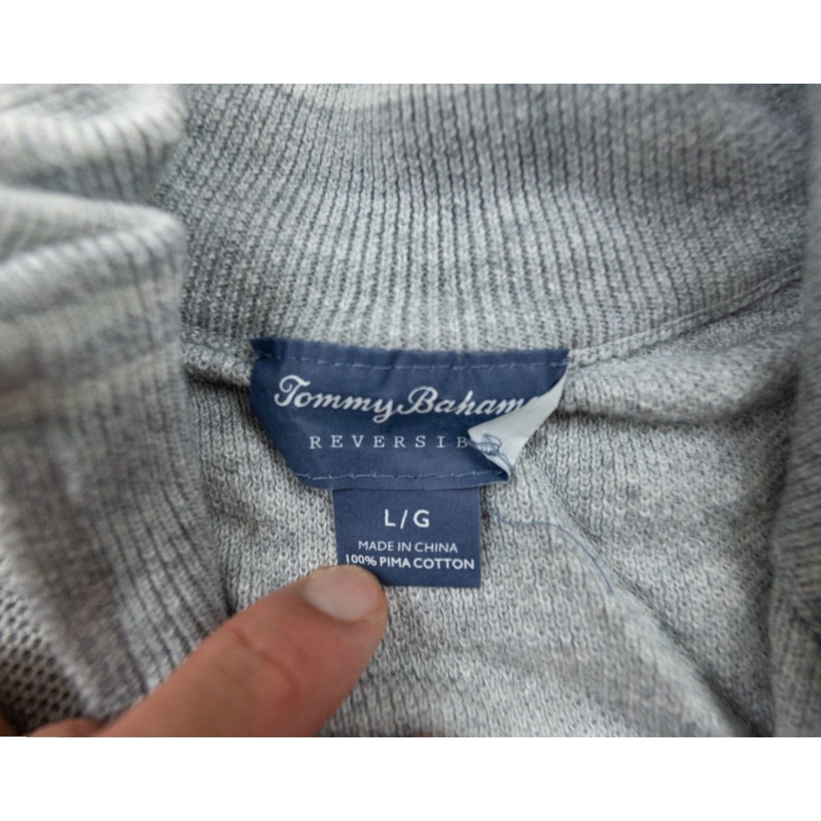 Tommy Bahama VINTAGE Tommy Bahama Men's Sweater Pullover 1/4 Zip Reversible Cotton Gray Regular Size Large Size US L / EU 52-54 / 3 - 5 Thumbnail