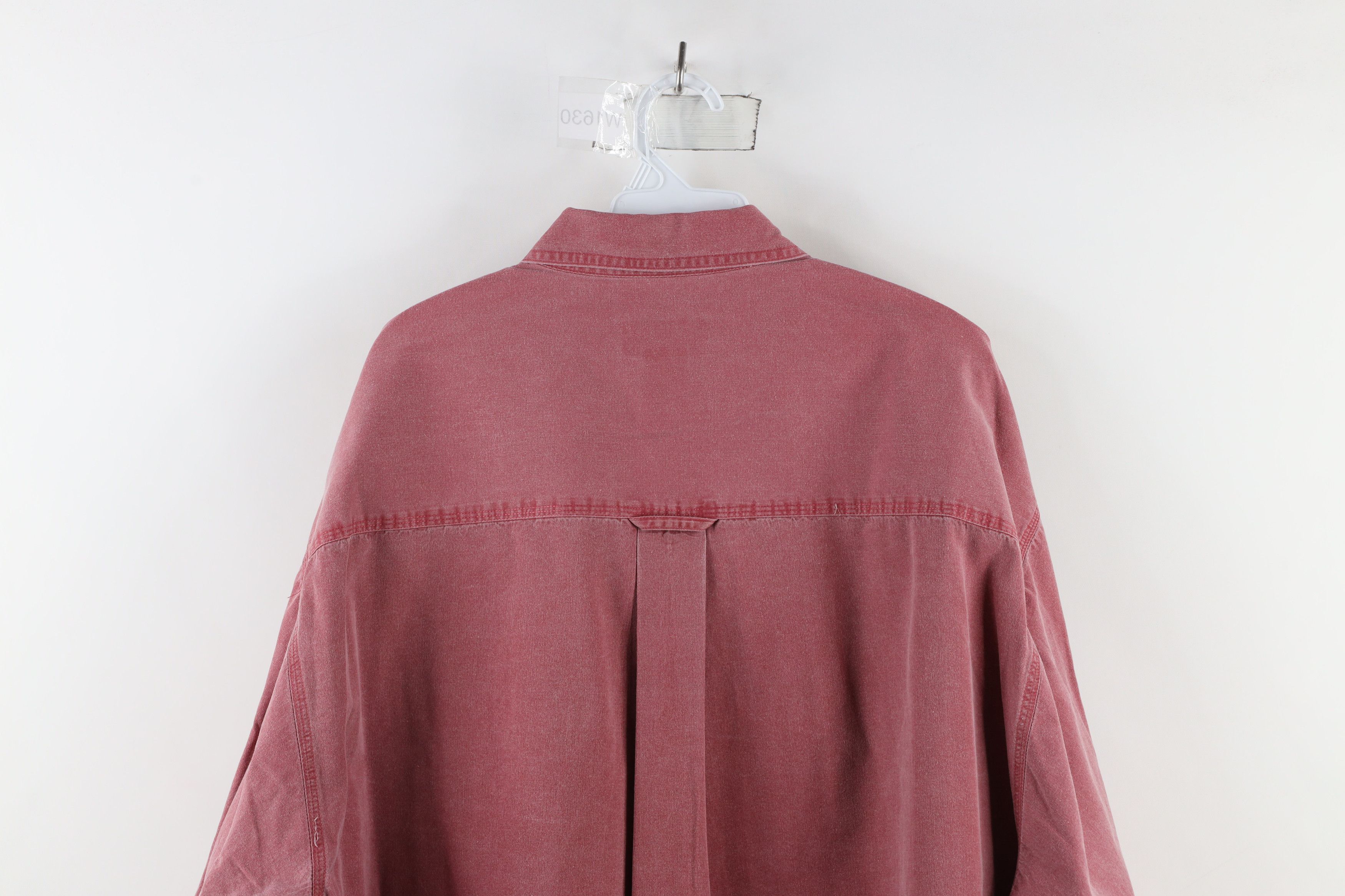 Eddie Bauer × Vintage Vintage 90s Eddie Bauer Twill Stonewash Button Shirt Red Size US XXL / EU 58 / 5 - 10 Thumbnail