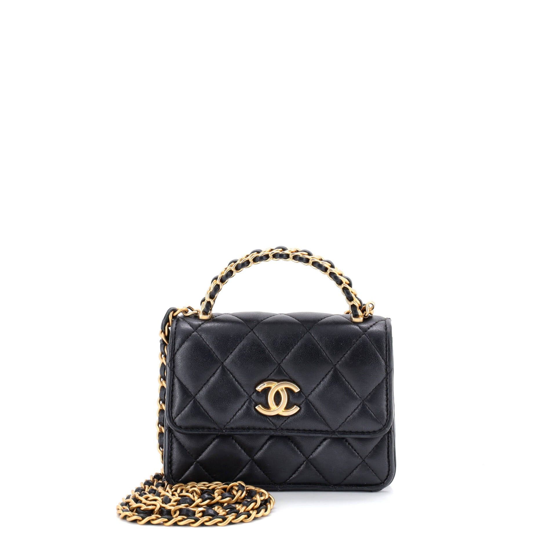 Chanel Woven Top Handle CC Flap Clutch on Chain Size ONE SIZE - 1 Thumbnail