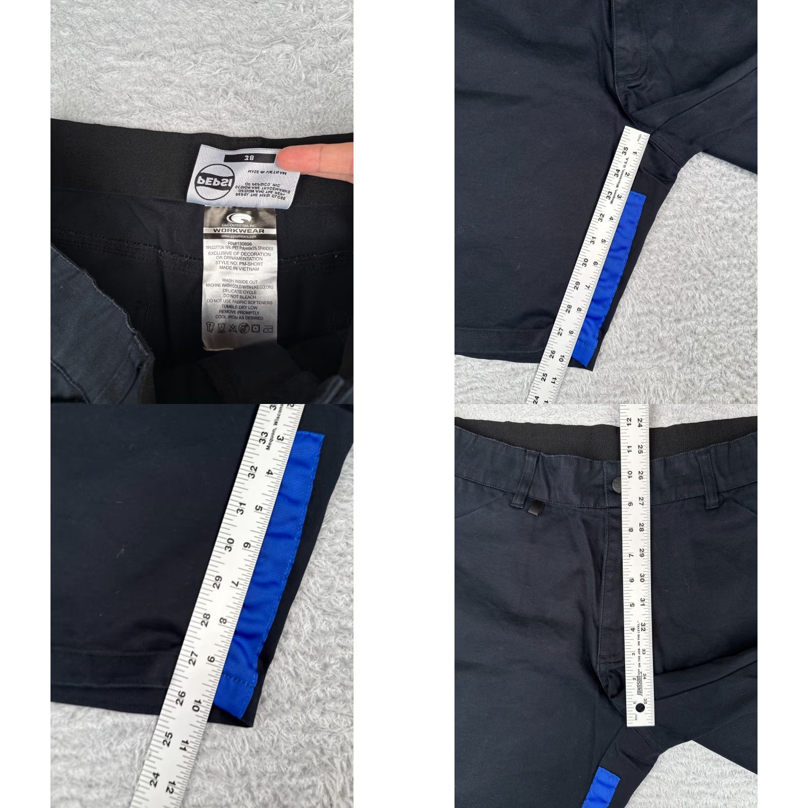 Vintage Pepsi PM-SHORT Cotton Blend Uniform Shorts Adult 38 Black Blue Pockets Men Work 10" Size US 38 / EU 54 - 8 Thumbnail