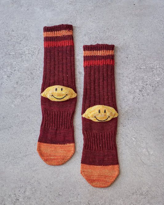 Kapital KAPITAL COTTON HEMP SMILEY FACE SOCKS - RED Size ONE SIZE - 1 Thumbnail