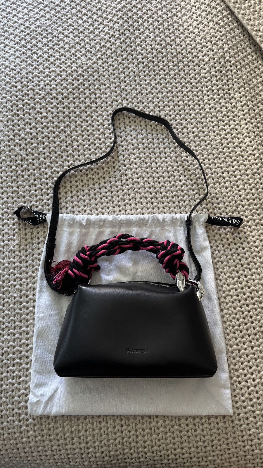 JW Anderson JW Anderson Corner Rope Leather Crossbody Bag Black and Pink Size ONE SIZE - 1 Thumbnail