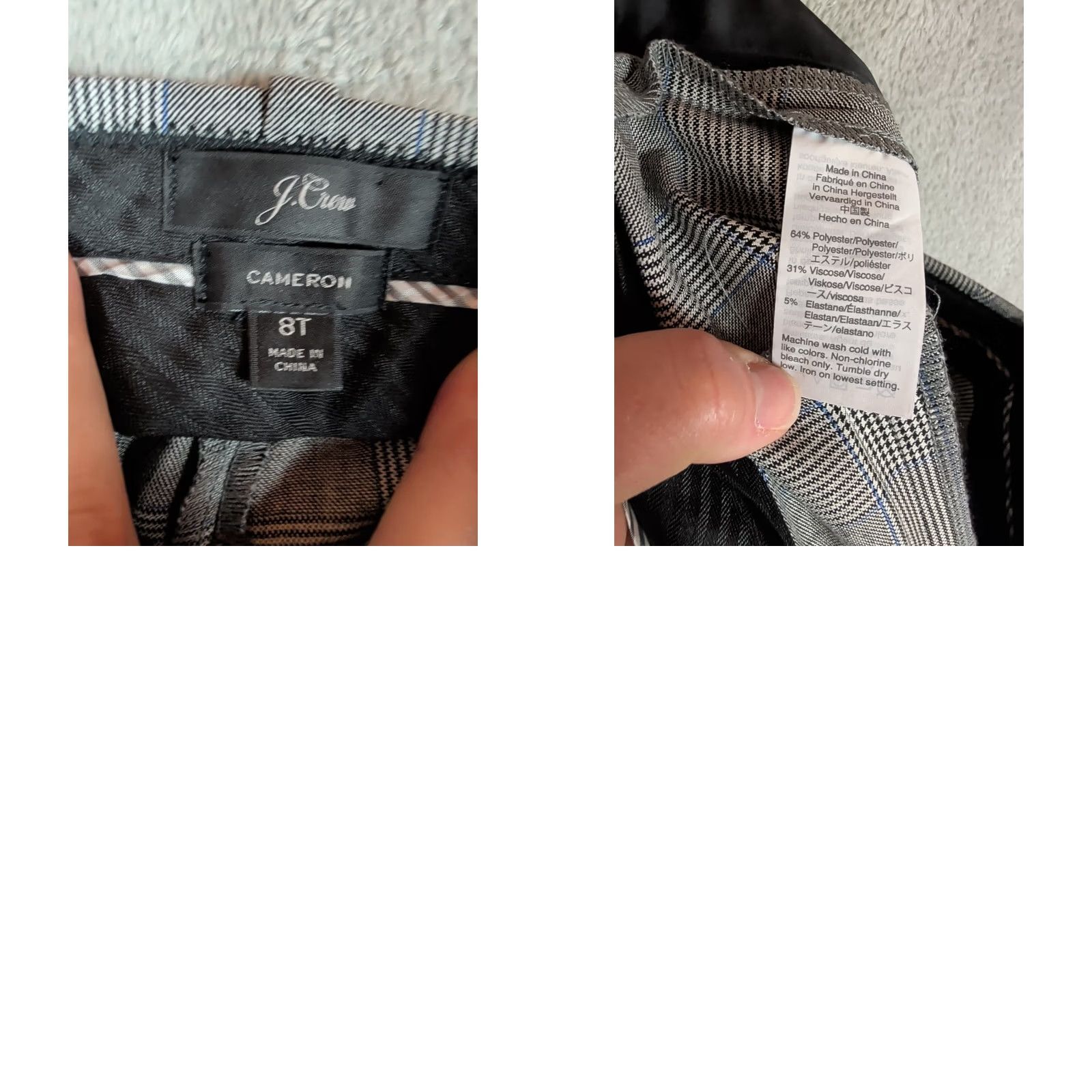 J.Crew J.CREW Cameron Pants Womens 8 Tall Charcoal Glen Straight Flex Workwear Career Plaid Size 30" / US 8 / IT 44 - 9 Thumbnail