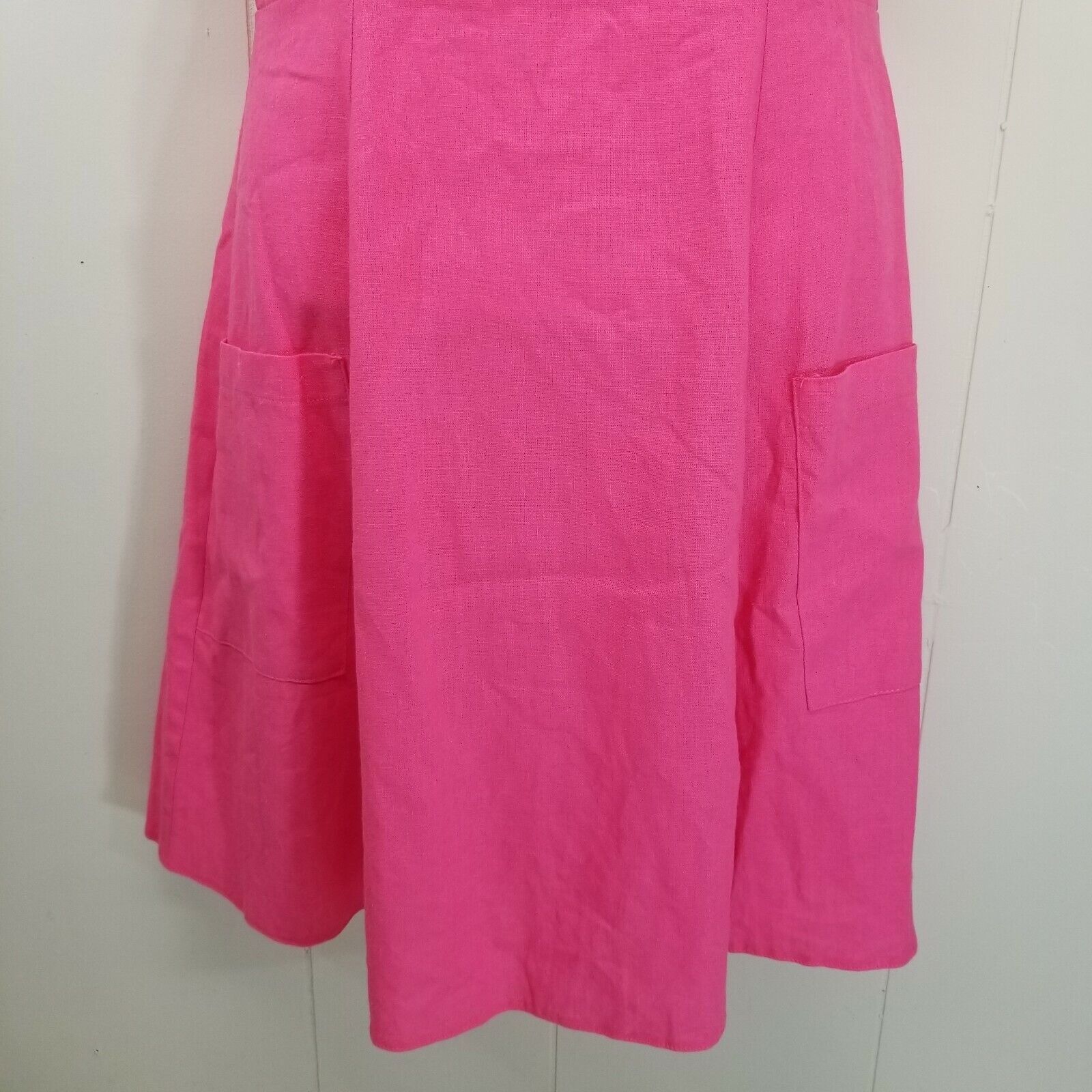 Asos Asos Hot Pink Dress Off Shoulder Linen Pockets US8 Skater Fi Size M / US 6-8 / IT 42-44 - 3 Thumbnail