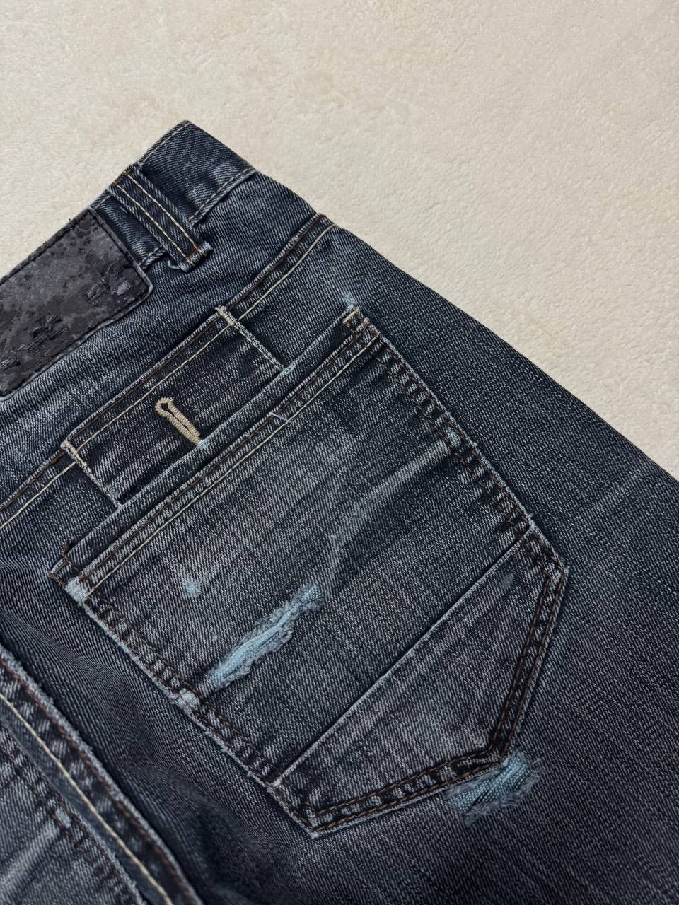 Japanese Brand GRUNGE CRAZY Japanese Thrashed Distressed Slim Skinny Jean Size US 33 - 20 Thumbnail