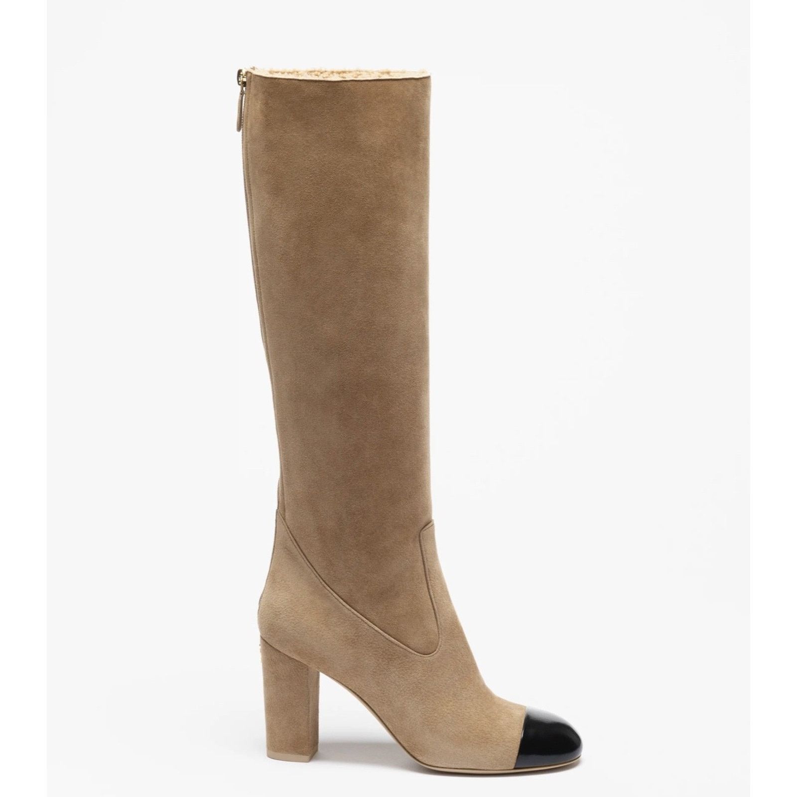 Chanel Chanel 24K Beige Suede Shearling CC Knee High Boots 37.5 Size US 7.5 / IT 37.5 - 5 Thumbnail