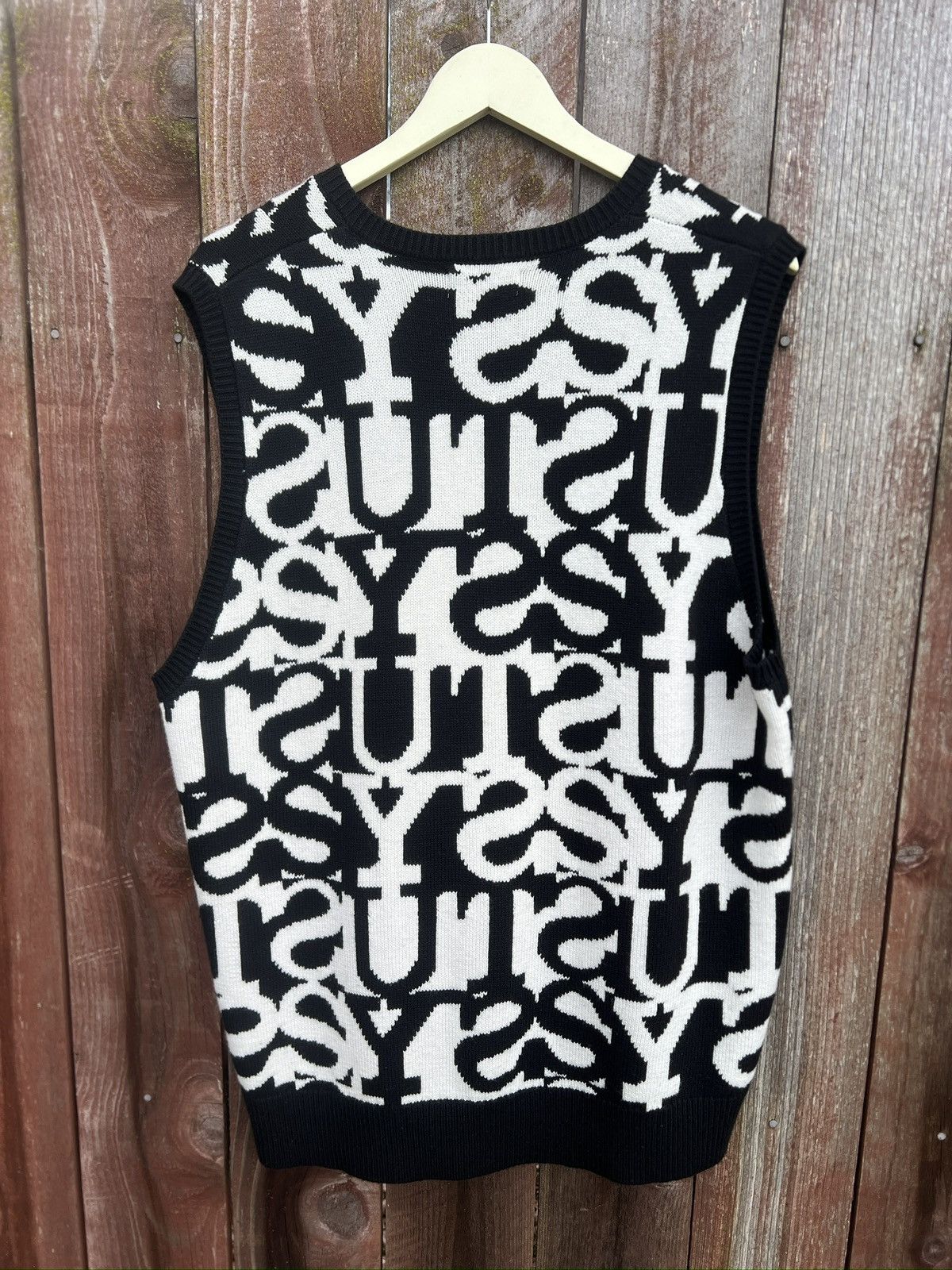 Stussy RARE Stüssy Stacked Sweater Vest ‘Ivory’ Black /White Size US L / EU 52-54 / 3 - 1 Thumbnail