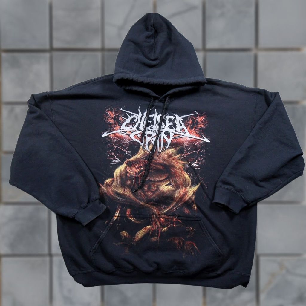 Gildan Vintage Chelsea Grin Hoodie Mens 2XL Black Pullover Sweatshirt Deathcore Band Hoodie Black Logo All Seasons Hooded Mens Size US XXL / EU 58 / 5 - 1 Thumbnail