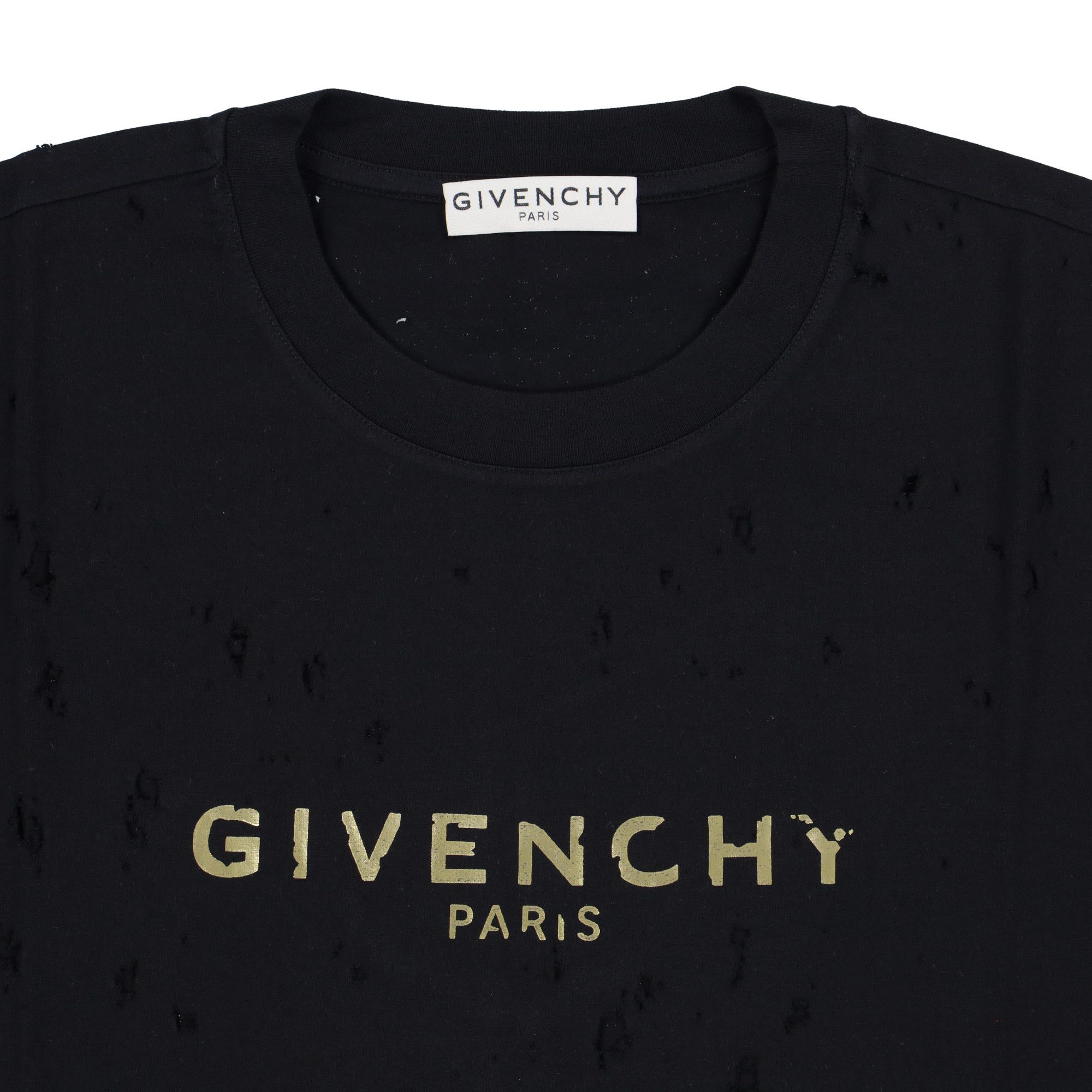 Givenchy Black Distressed Gold Blurred Logo T-Shirt Size XS / US 0-2 / IT 36-38 - 6 Thumbnail