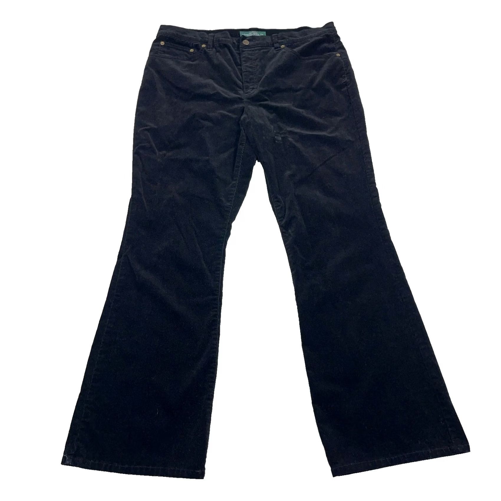 Ralph Lauren VINTAGE Lauren Ralph Lauren Pants Women 14 Black Corduroy Classic Boot Cut LRL Ladies Size 36" / US 14 / IT 50 - 2 Thumbnail