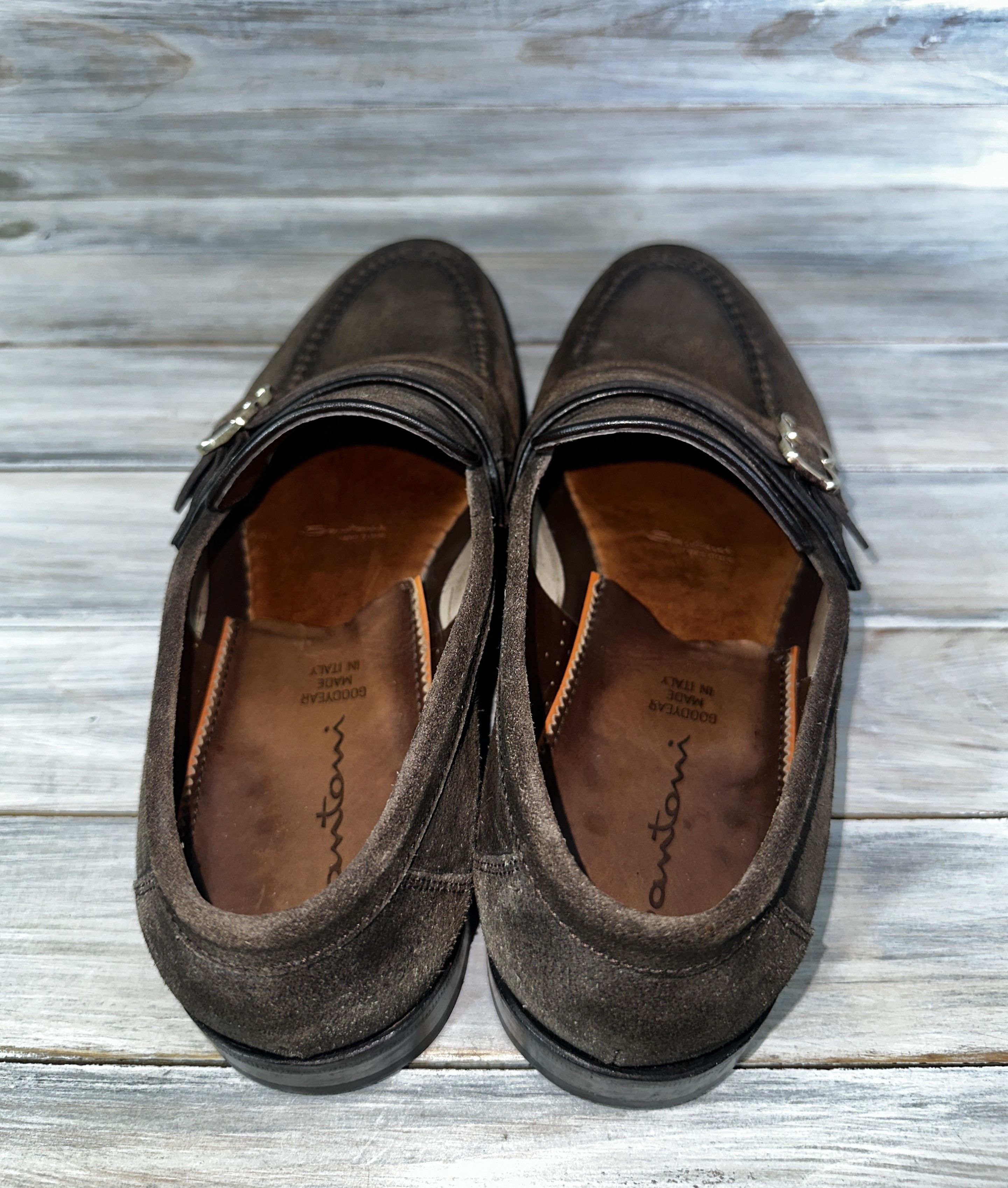 Santoni SANTONI Goodyear Leather Double Strap Loafers Luxury Brand Size US 9.5 / EU 42-43 - 11 Thumbnail