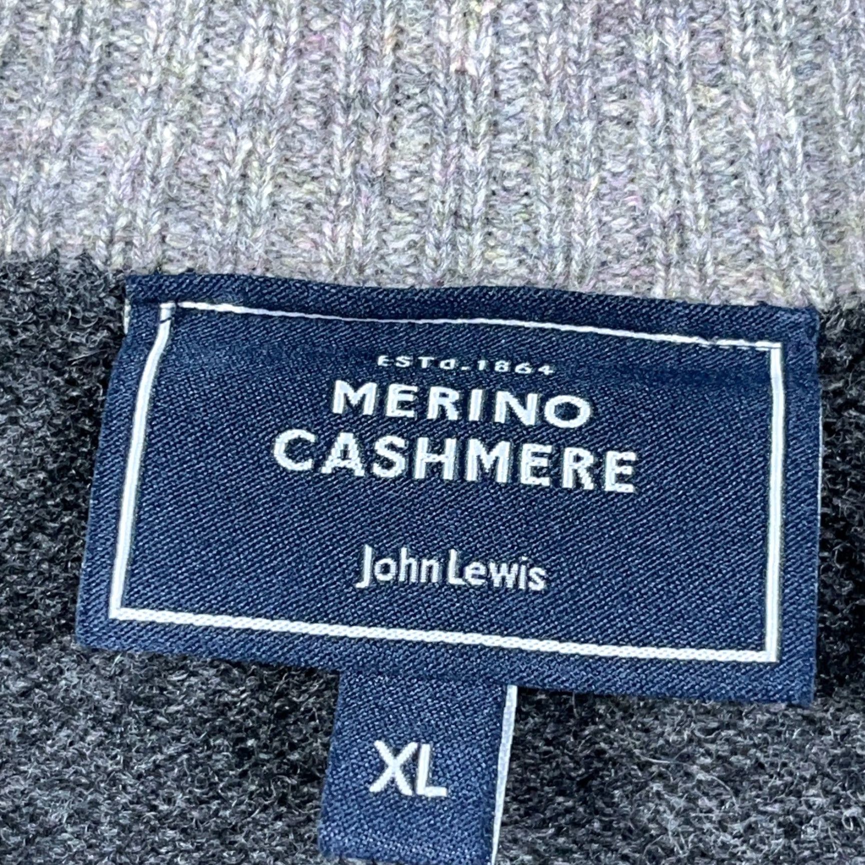 Vintage John Lewis Sweater Men XL Gray Merino Wool Cashmere Blend Pullover Quarter Zip Size US XL / EU 56 / 4 - 3 Thumbnail