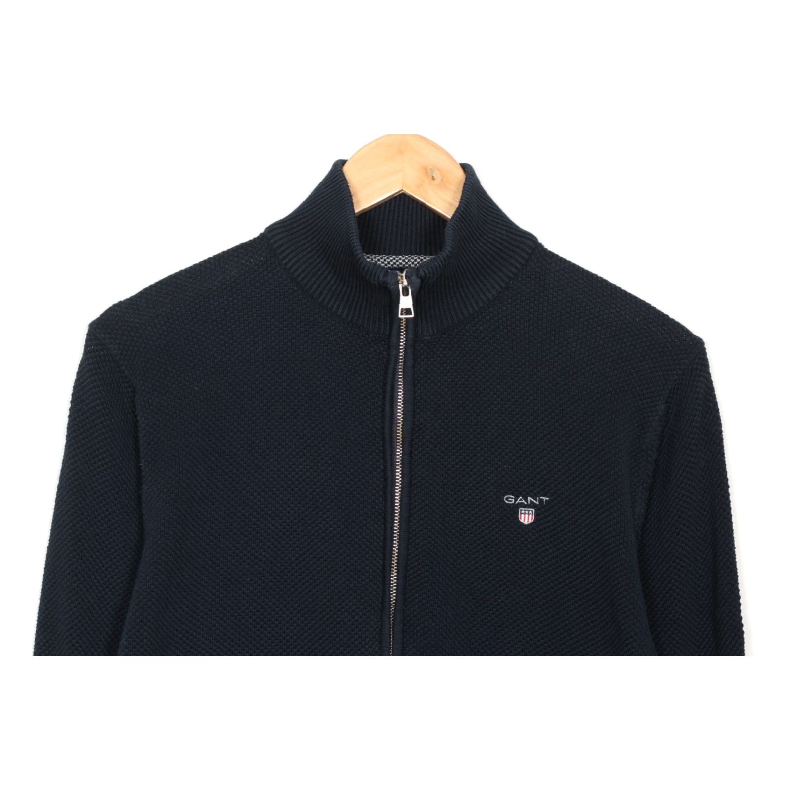 Gant GANT Jumper Sweater Men M Full Zip Knit Premium Cotton Blue VR2292 Size US M / EU 48-50 / 2 - 3 Thumbnail
