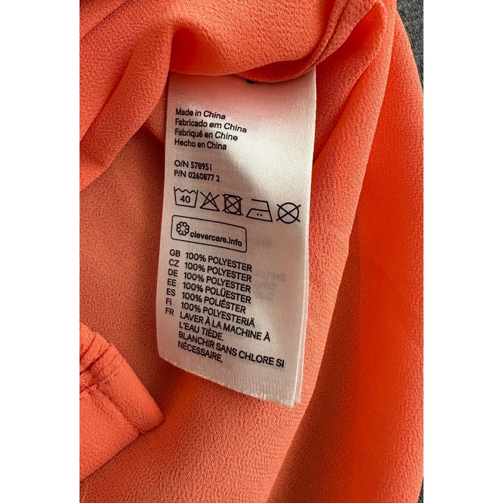 H&M H&M | Pink Orange Coral Polyester Sheer Button Down Top | 2 Size XS / US 0-2 / IT 36-38 - 4 Thumbnail