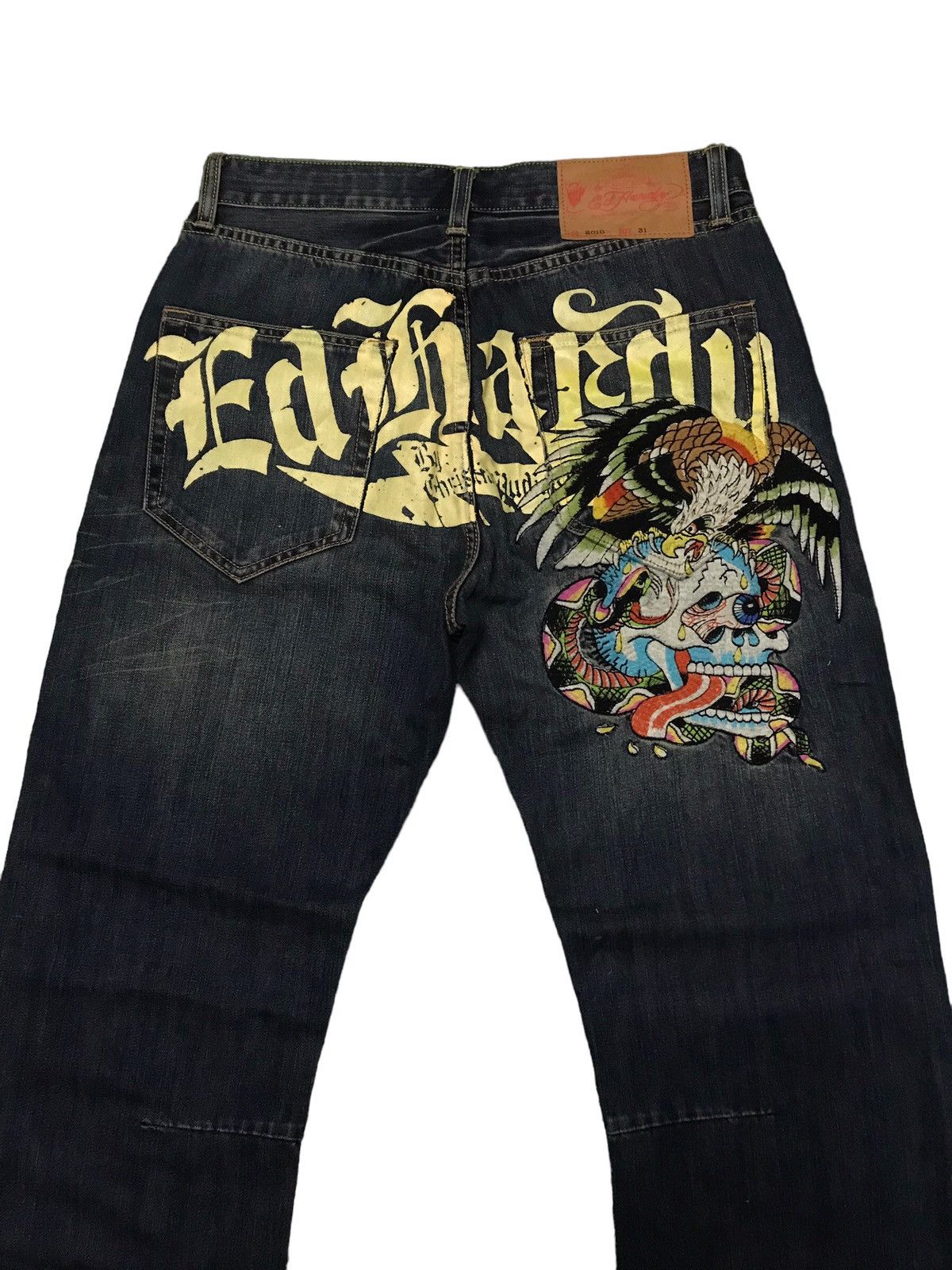 Ed Hardy BEST OFFER🔥Y2K Ed Hardy Eagle Snake Skull Embroidery Jeans Size US 31 - 9 Thumbnail