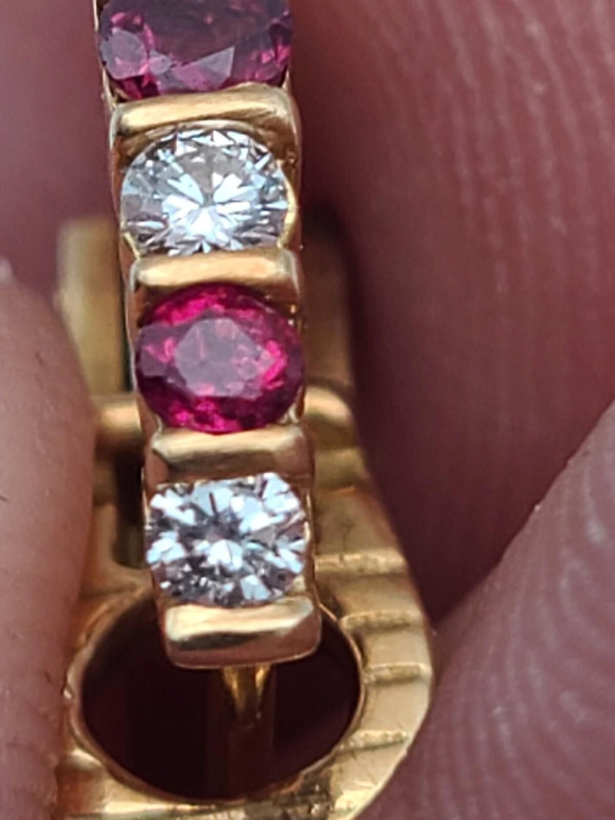 Gosha Rubchinskiy 18K Vintage Yellow Gold Ruby & VS-SI Diamond Earrings Size ONE SIZE - 5 Thumbnail