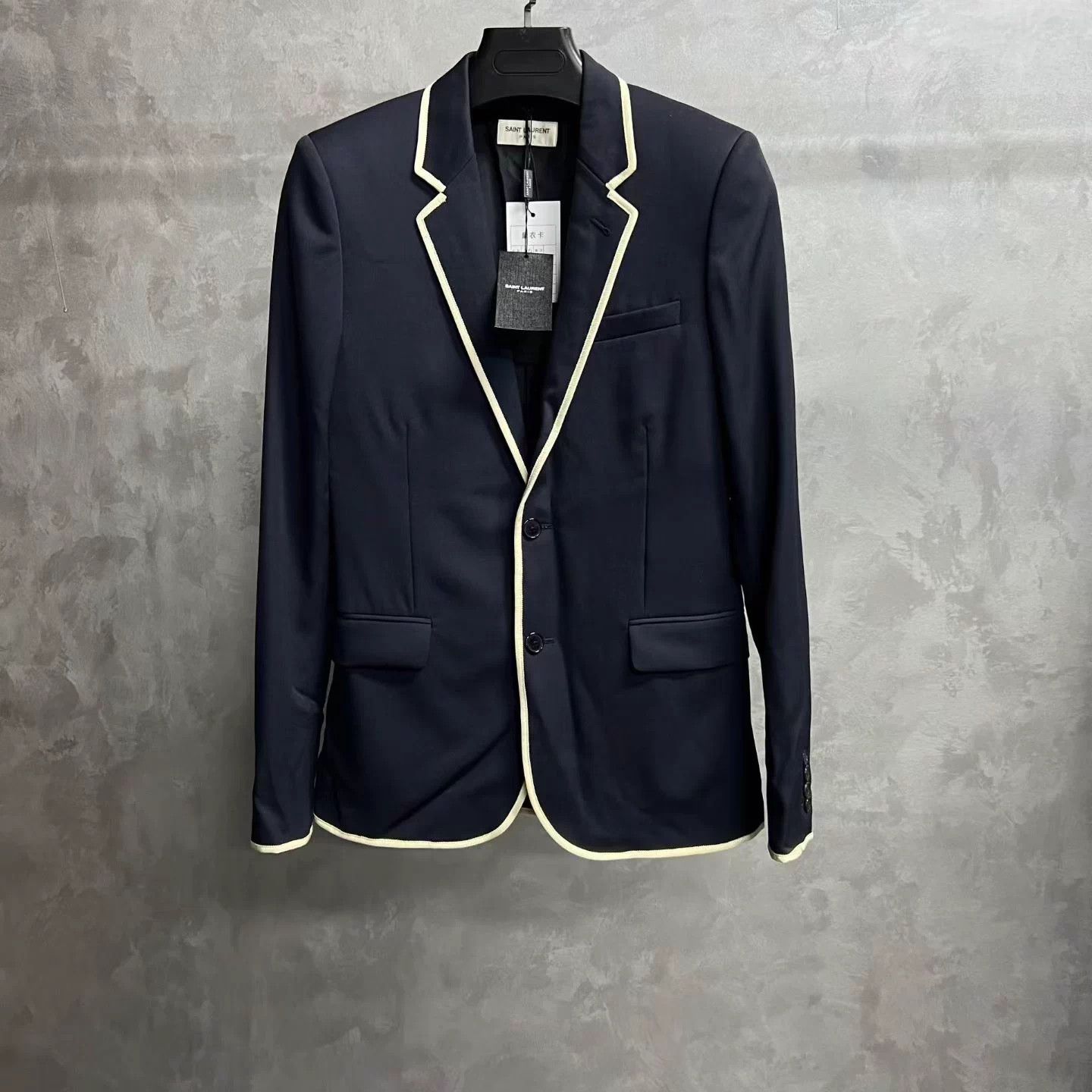 Saint Laurent Paris Saint Laurent Black Colorblock Trim Blazer 1btn 44 Size 44S - 1 Thumbnail