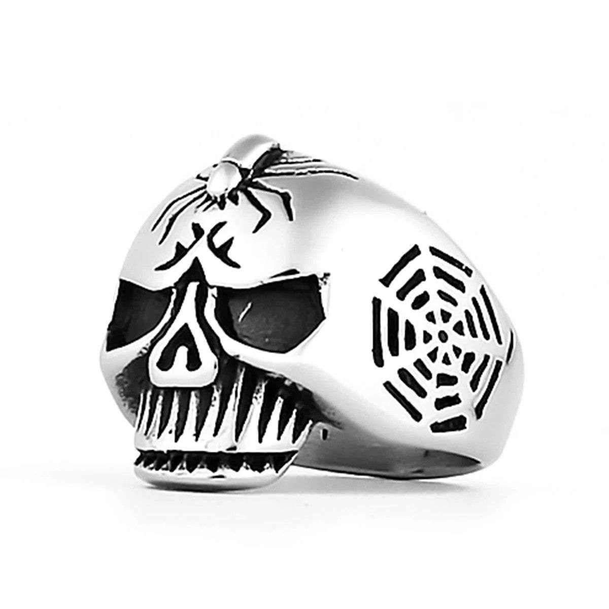 Vintage Spider Web Skull Ring Size 44 - 4 Thumbnail