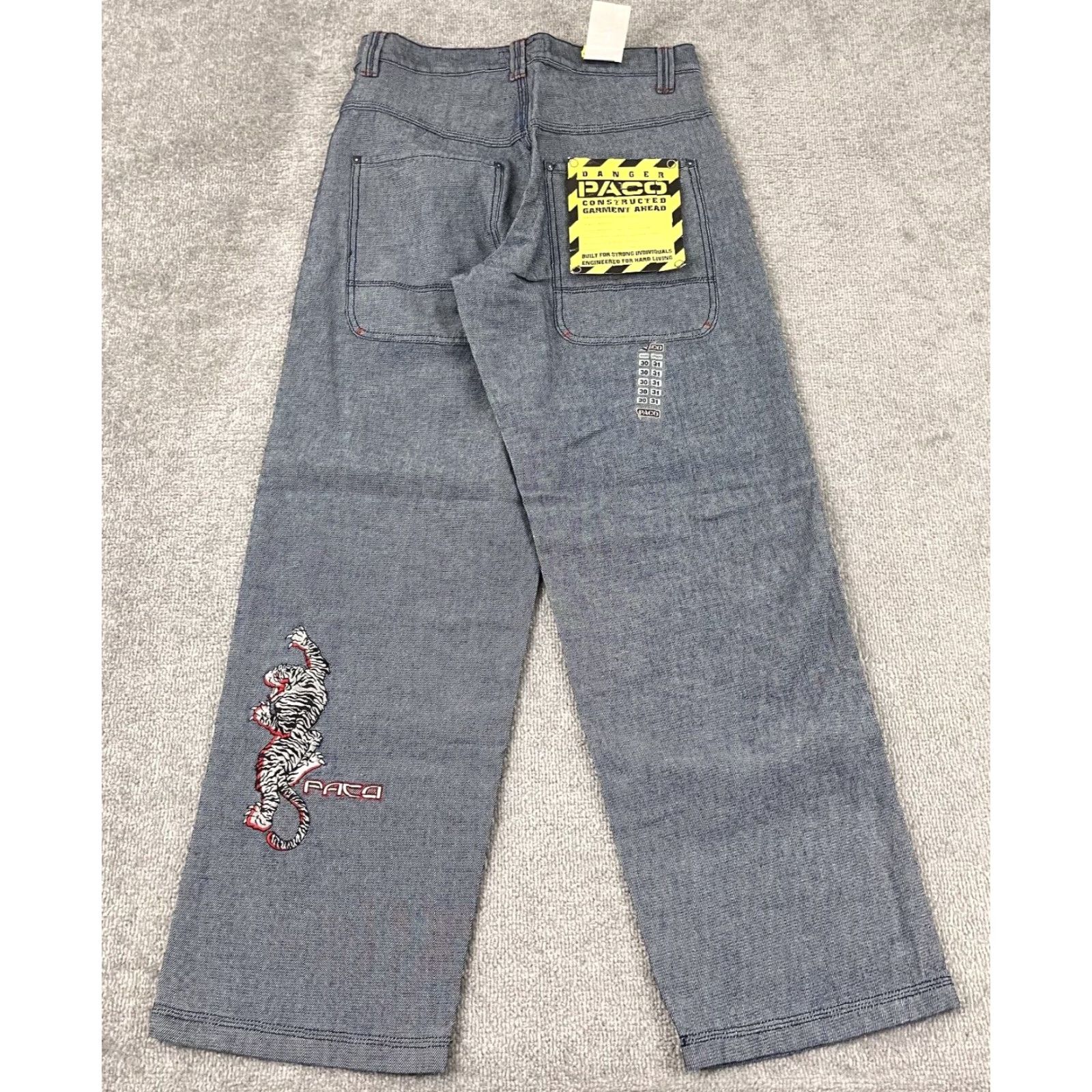 Vintage Vintage PACO Jeans Mens Wide-Leg Denim Pants 30x32 Y2K Embroidered Dragon Tiger Retro Size US 30 / EU 46 - 2 Thumbnail