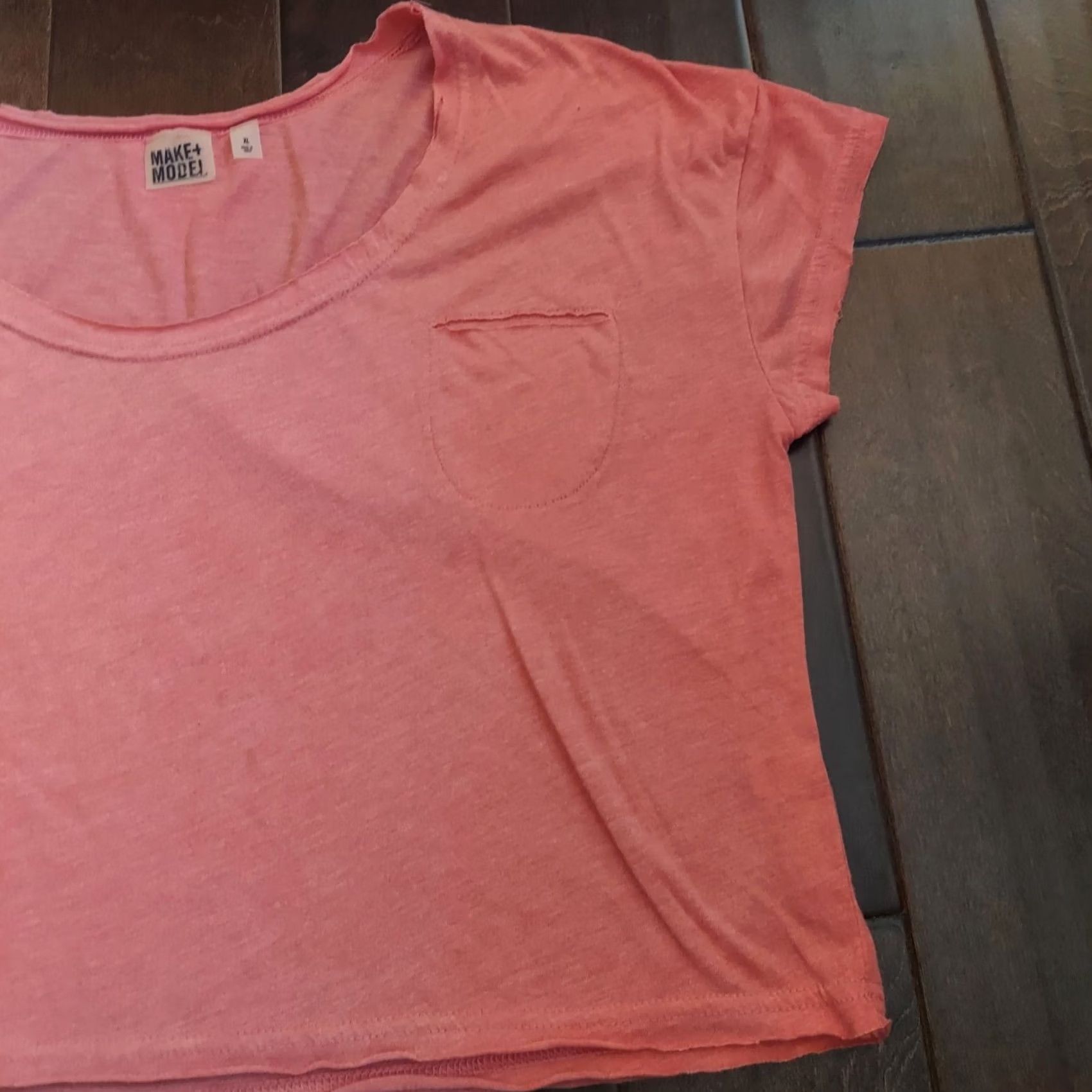 Pinko Make + Model Women's Pink Short Sleeve Pocket Shirt XL T-Shirt, Plus Size, Basic, Round Neck, Polyester Viscose, Pockets, Pink, Women Size XL / US 12-14 / IT 48-50 - 4 Thumbnail