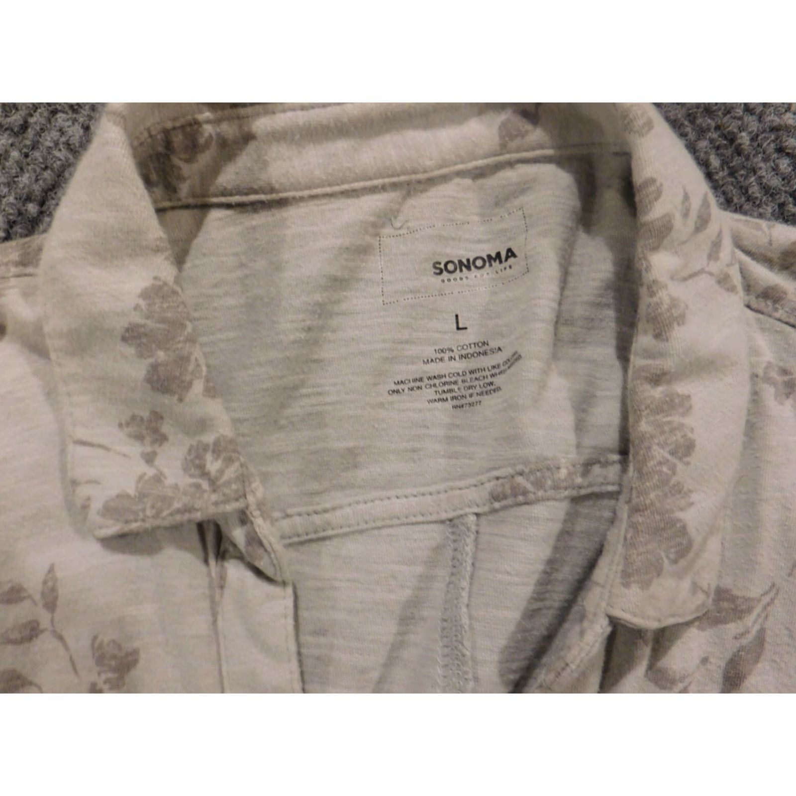 Vintage Sonoma Blouse Women L Gray Floral Button Down Stretch Casual Shirt Size L / US 10 / IT 46 - 5 Thumbnail