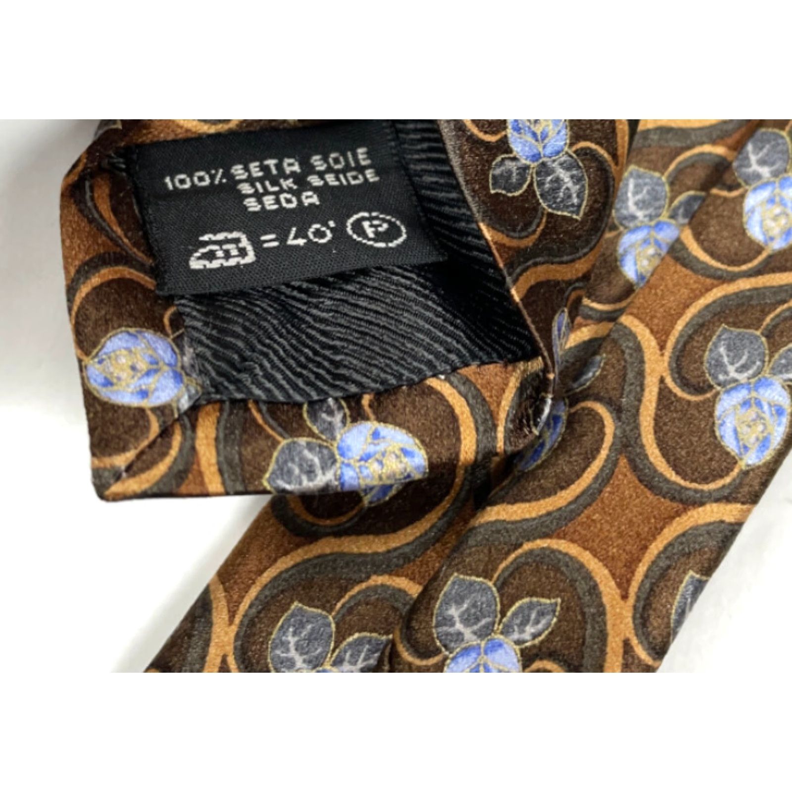 Ermenegildo Zegna VINTAGE Ermenegildo Zegna Floral Silk Tie Necktie Brown Bronze 57" x 3.5" Men Size ONE SIZE - 3 Thumbnail