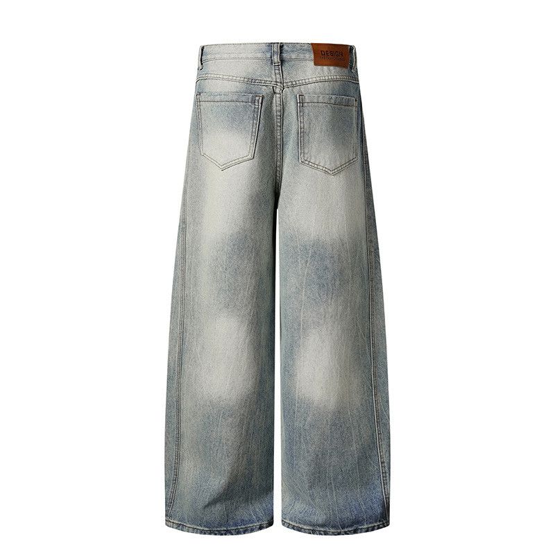 Vintage American retro washed loose straight wide-leg jeans for men Size US 32 / EU 48 - 2 Thumbnail