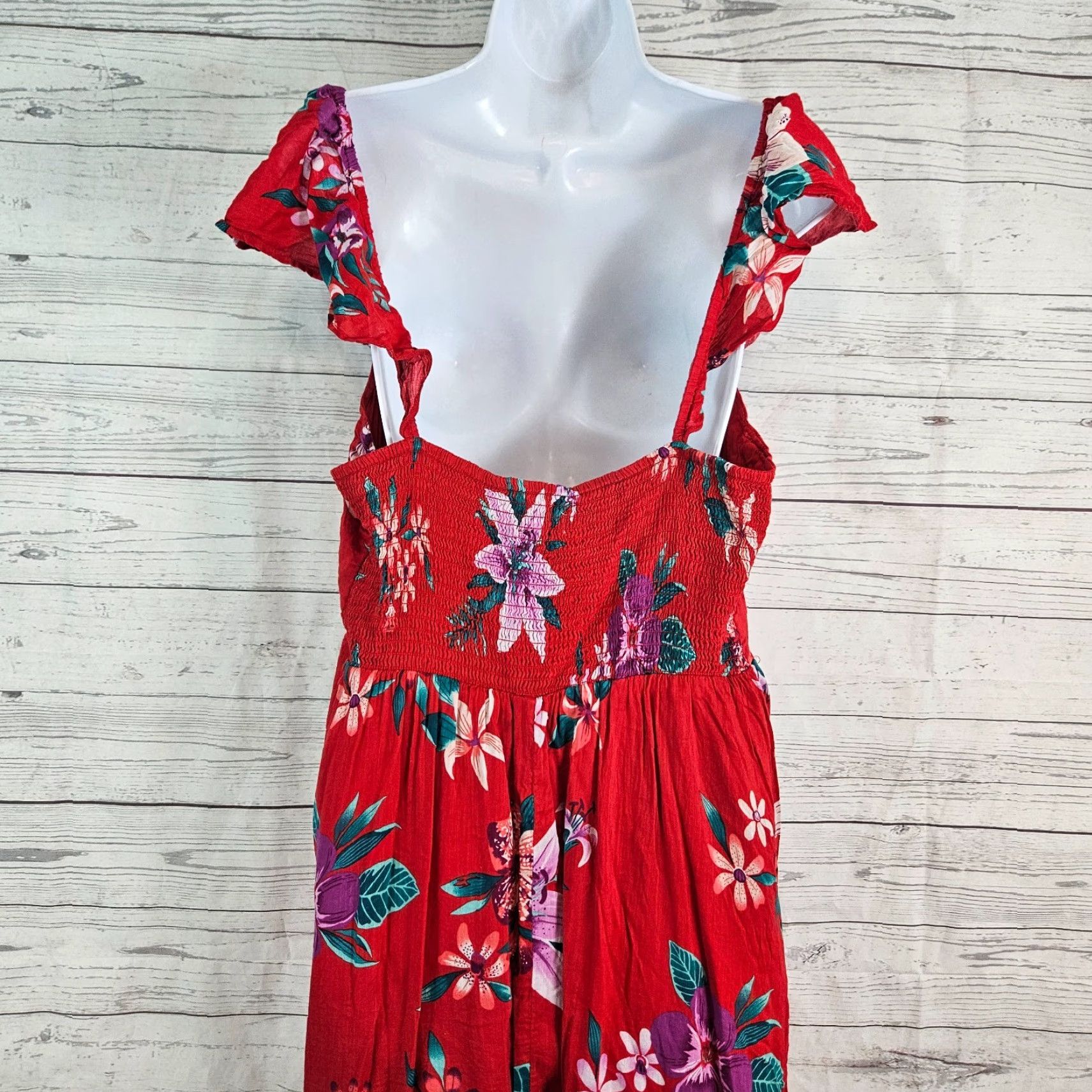 Old Navy Old Navy Womens Cami Dress XL Red Purple Floral Cotton Blend Dress Size XL / US 12-14 / IT 48-50 - 4 Thumbnail