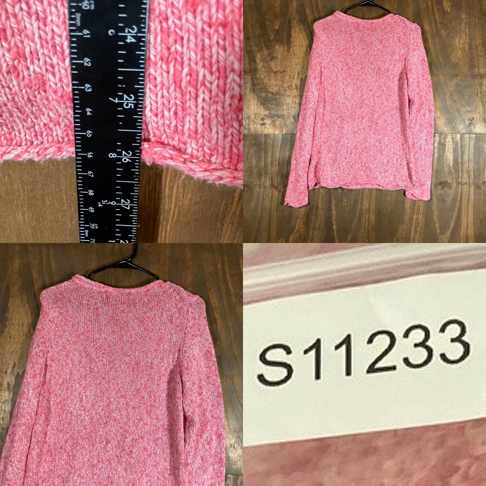 Vintage LL Bean Womens Sweater Pink Marbled Chunky Knit 100% Cotton Medium Size M / US 6-8 / IT 42-44 - 8 Thumbnail